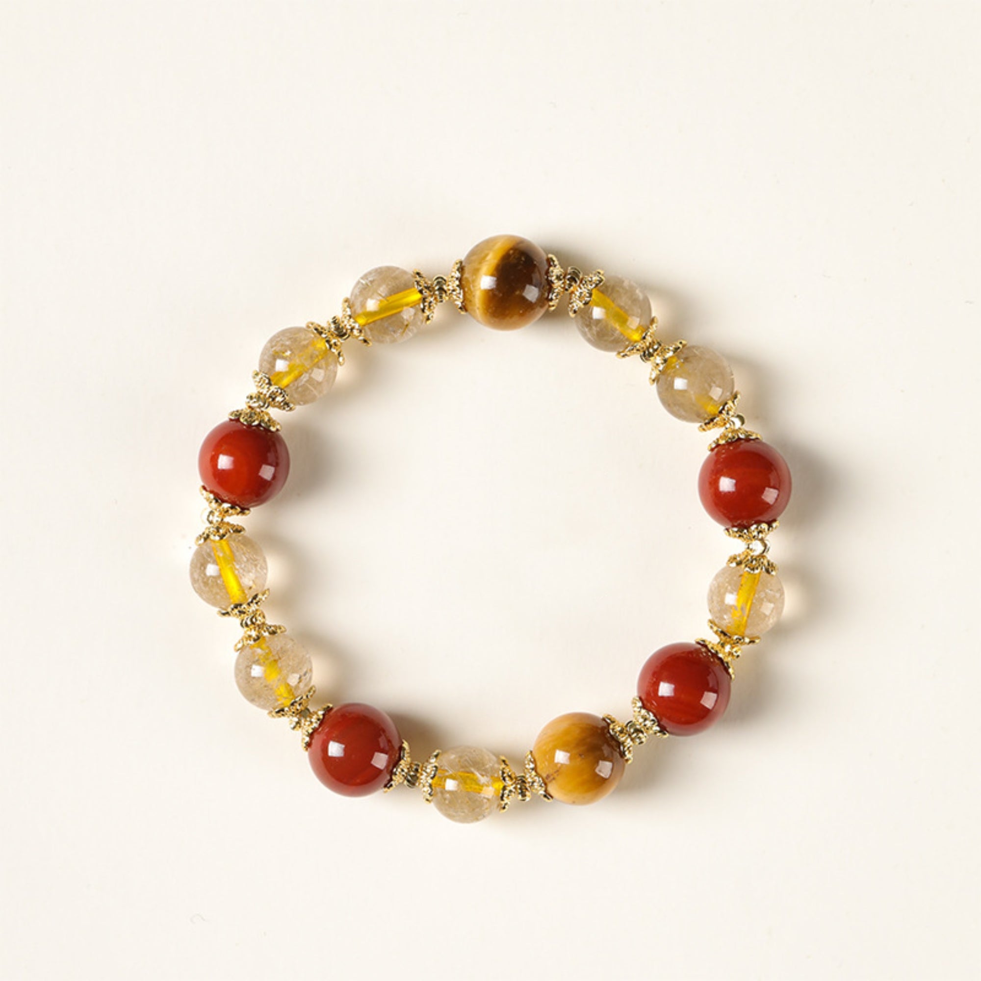 Natural Citrine & Red Agate Bracelet