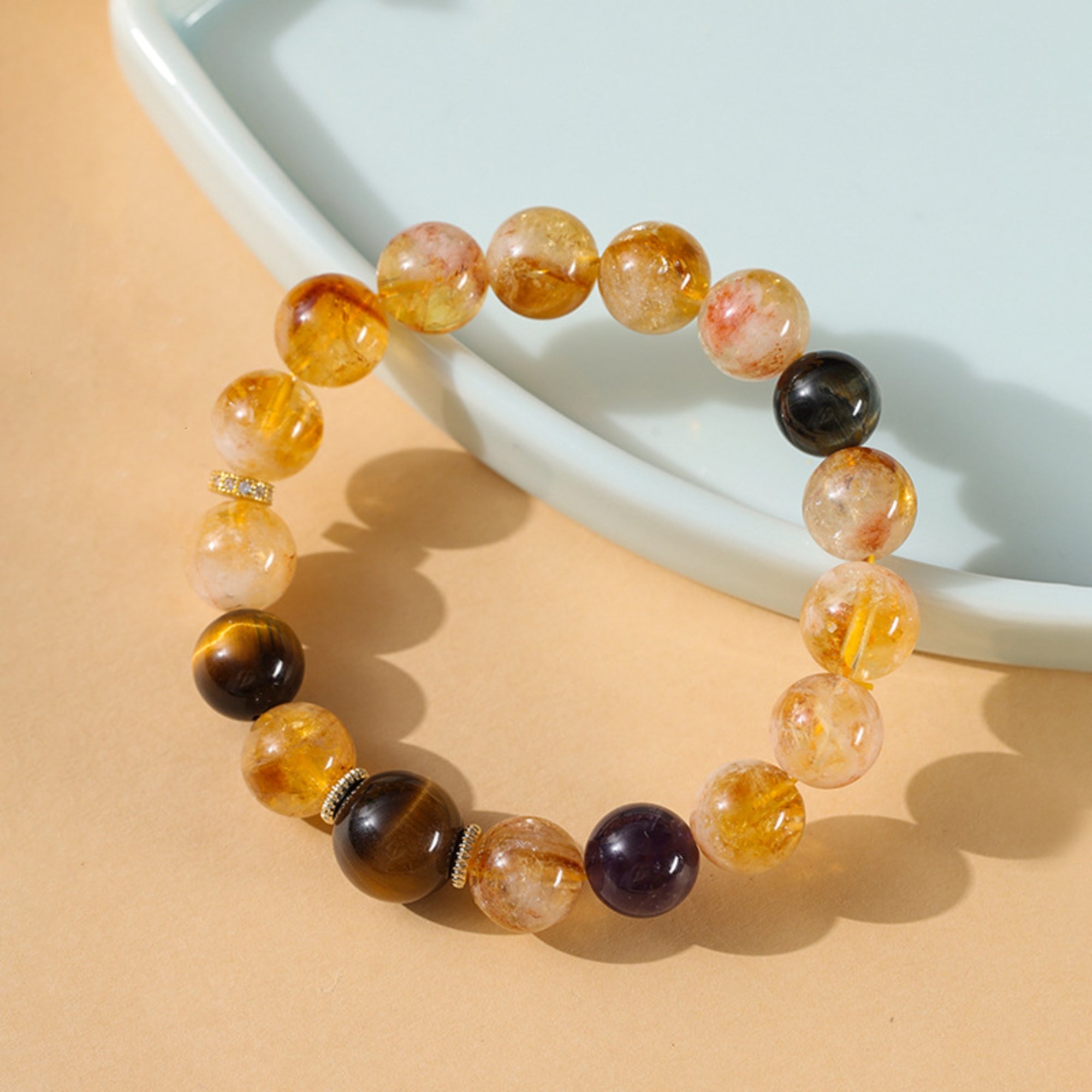 Natural Citrine & Tiger’s Eye Bracelet