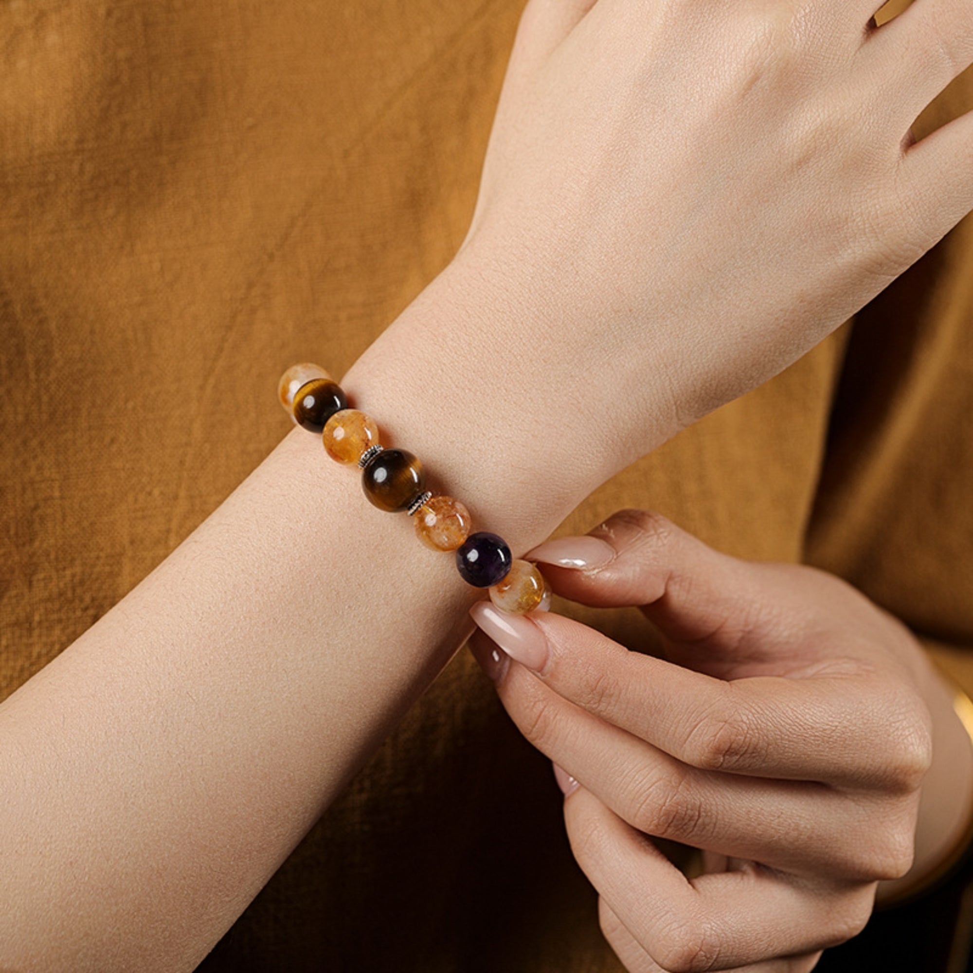 Natural Citrine & Tiger’s Eye Bracelet