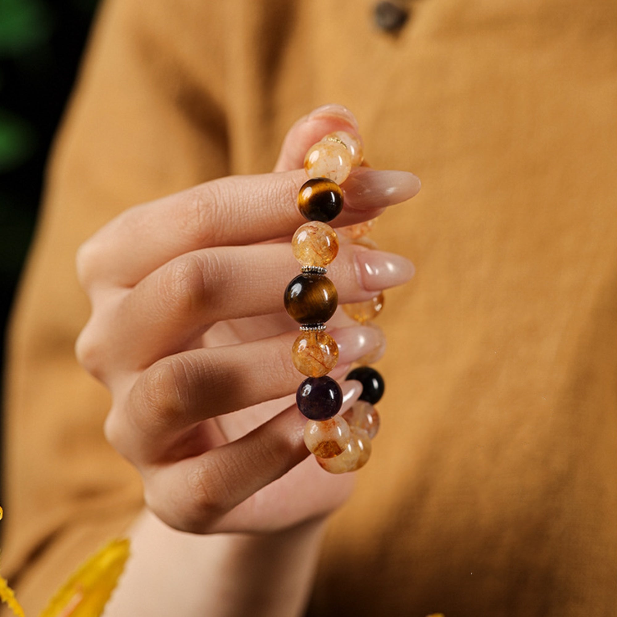 Natural Citrine & Tiger’s Eye Bracelet