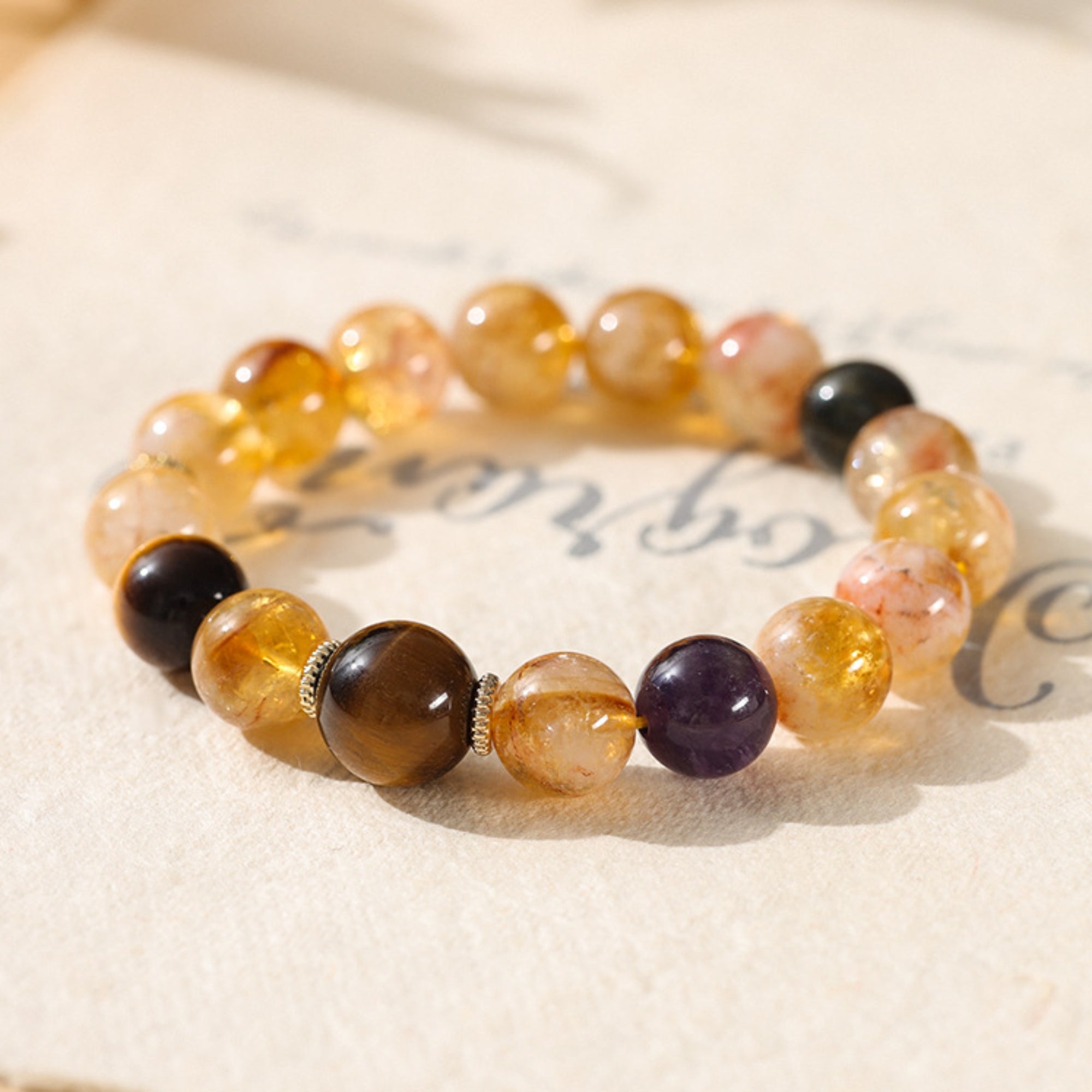 Natural Citrine & Tiger’s Eye Bracelet
