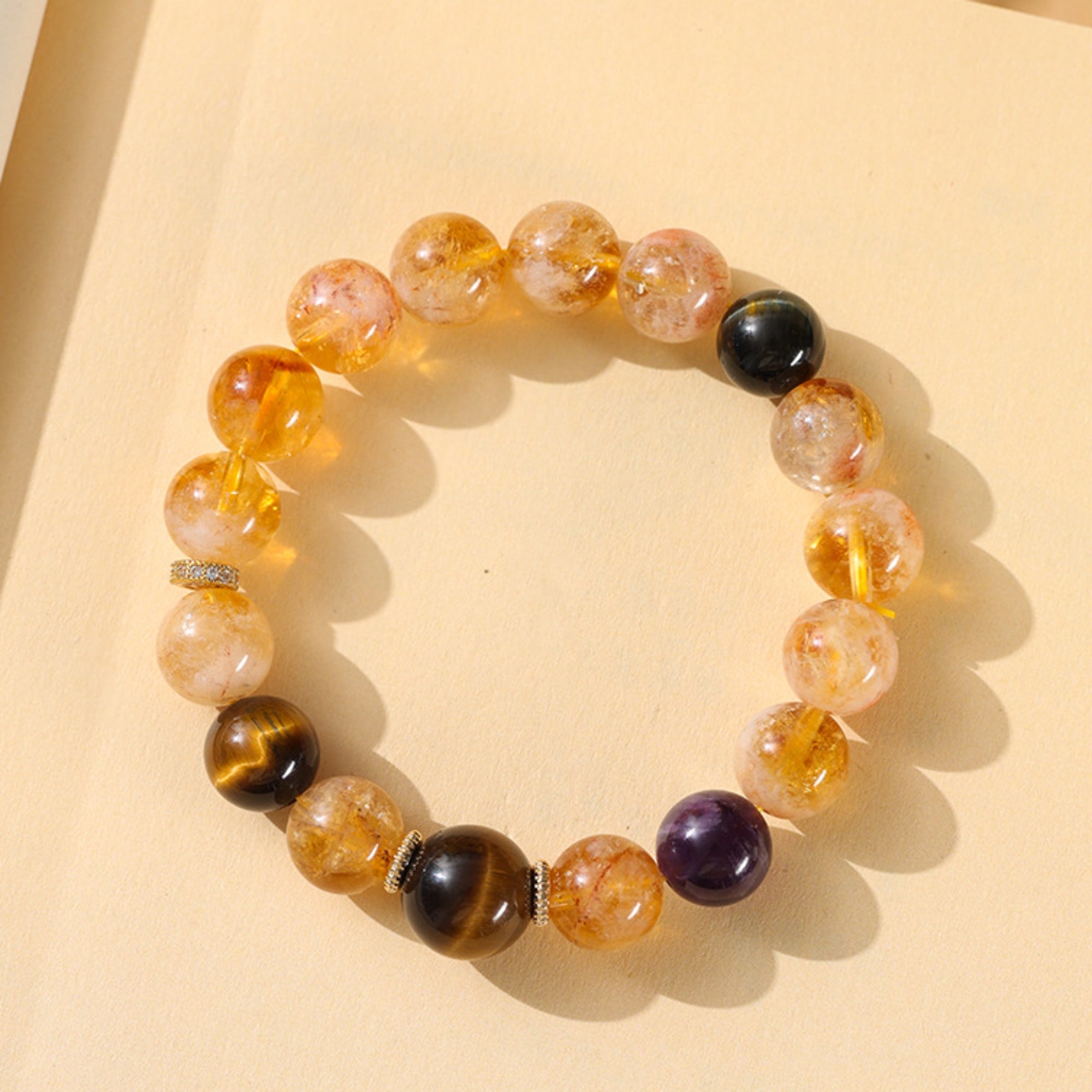 Natural Citrine & Tiger’s Eye Bracelet