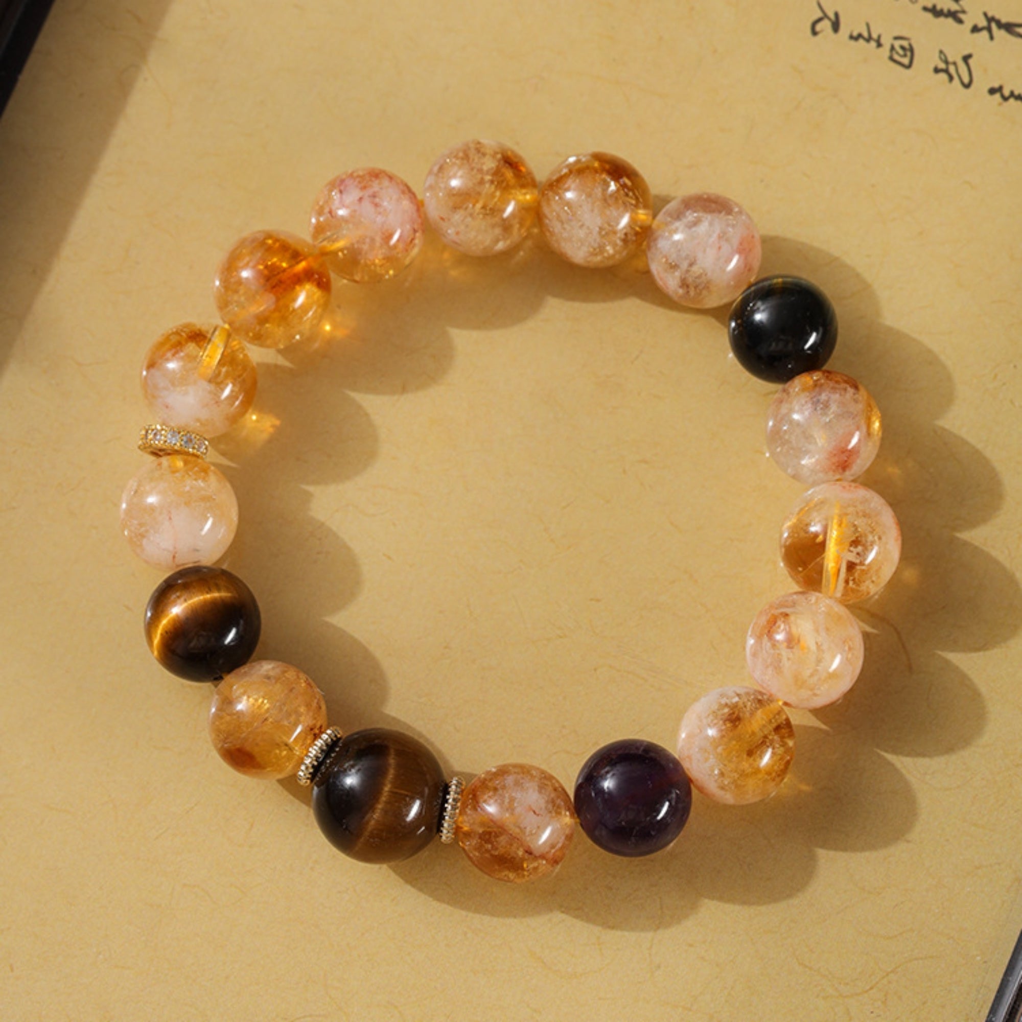 Natural Citrine & Tiger’s Eye Bracelet