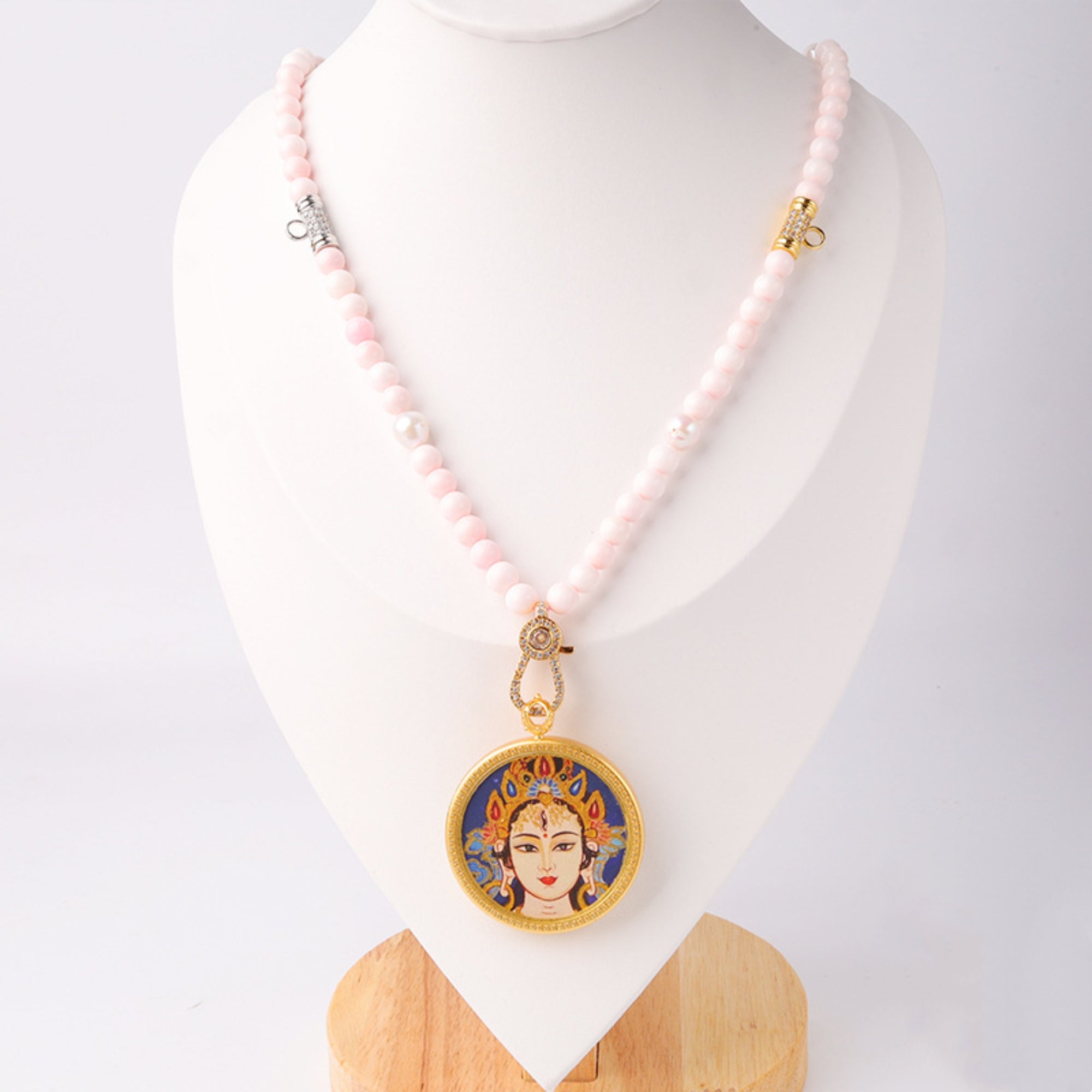 Natural Pink Shell & Pearl Thangka Pendant Replacement Chain