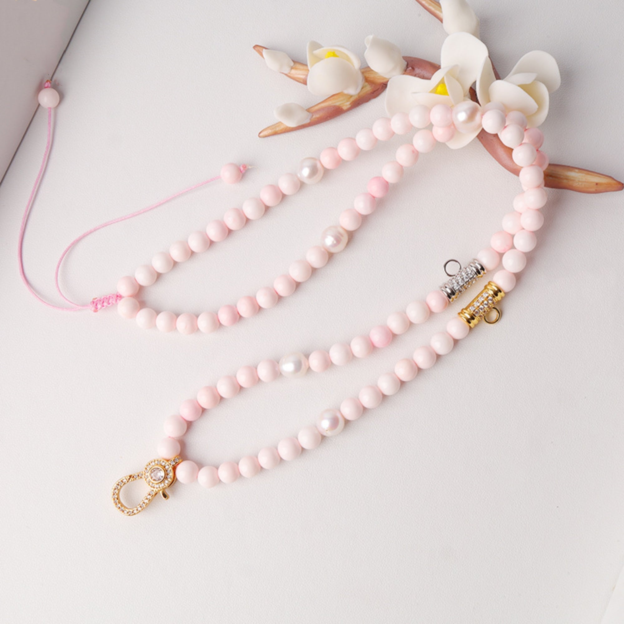 Natural Pink Shell & Pearl Thangka Pendant Replacement Chain