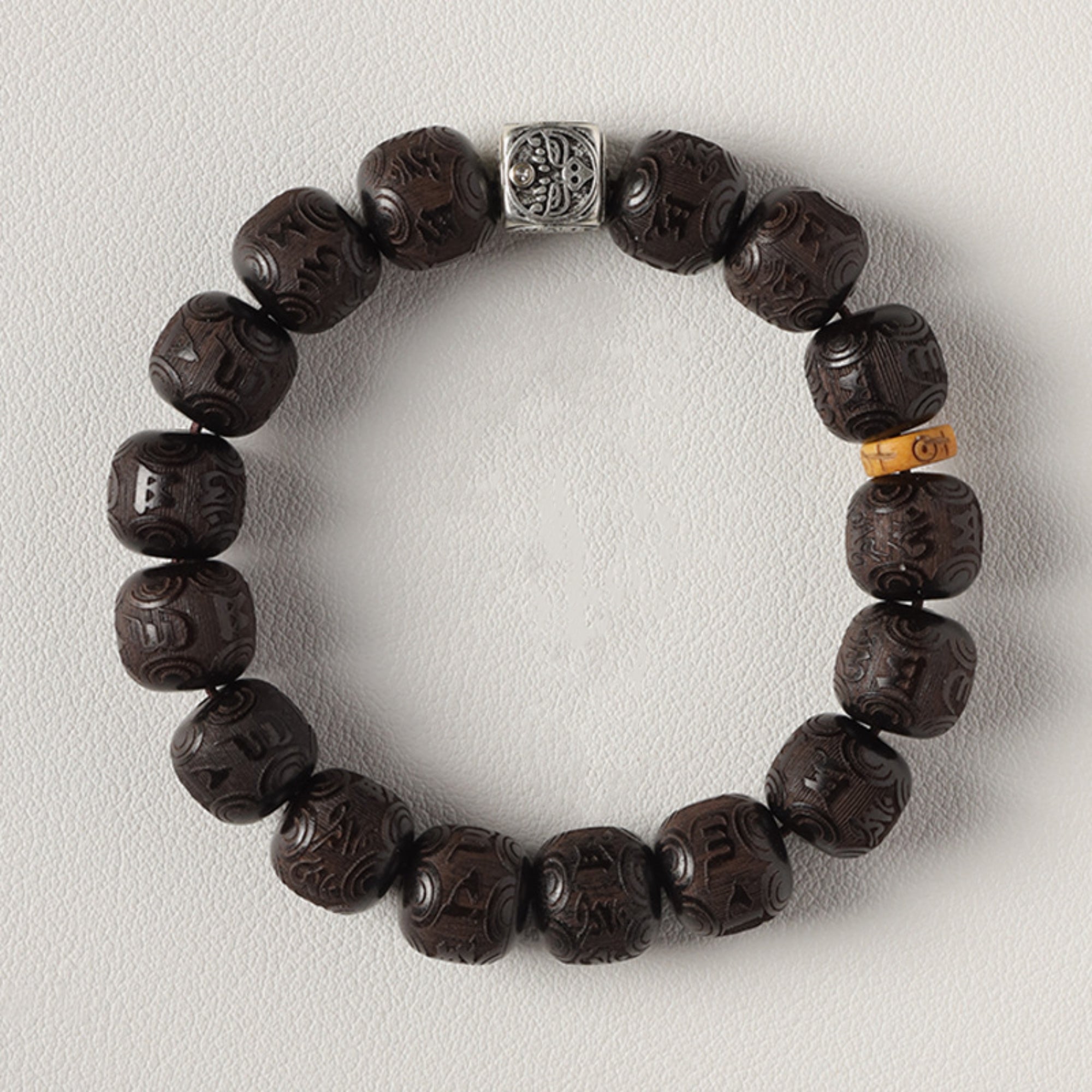 Natural Sandalwood & Tibetan Silver Zakiram Mala Bracelet