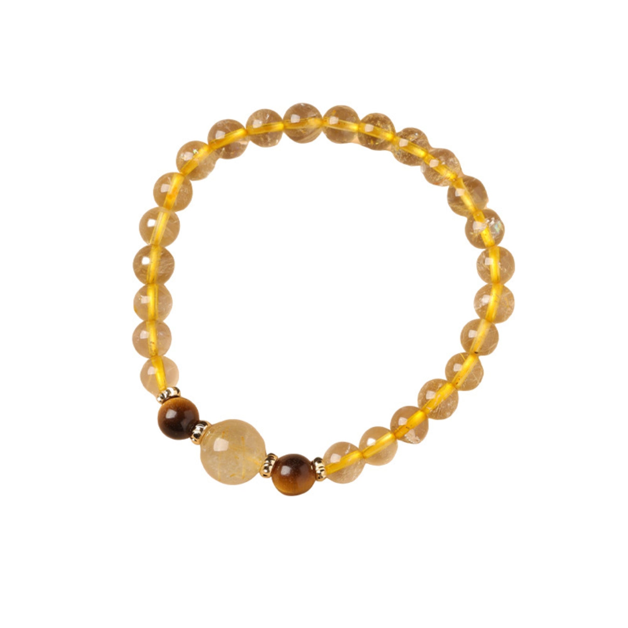 Natural Tiger’s Eye & Rutilated Quartz Bracelet