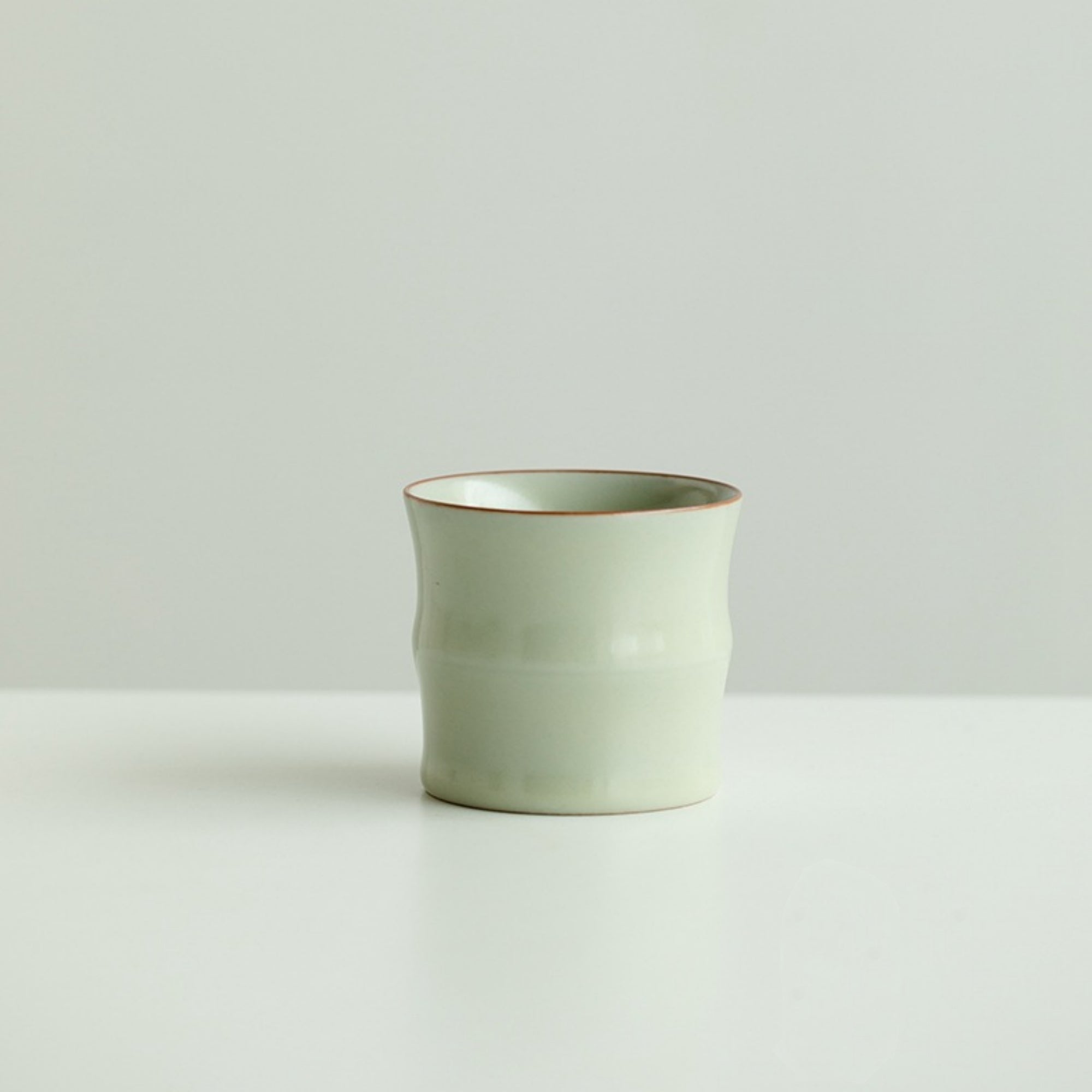 QiLing Aura Handmade Bamboo-Shaped Ru Kiln Ceramic Tea Cup