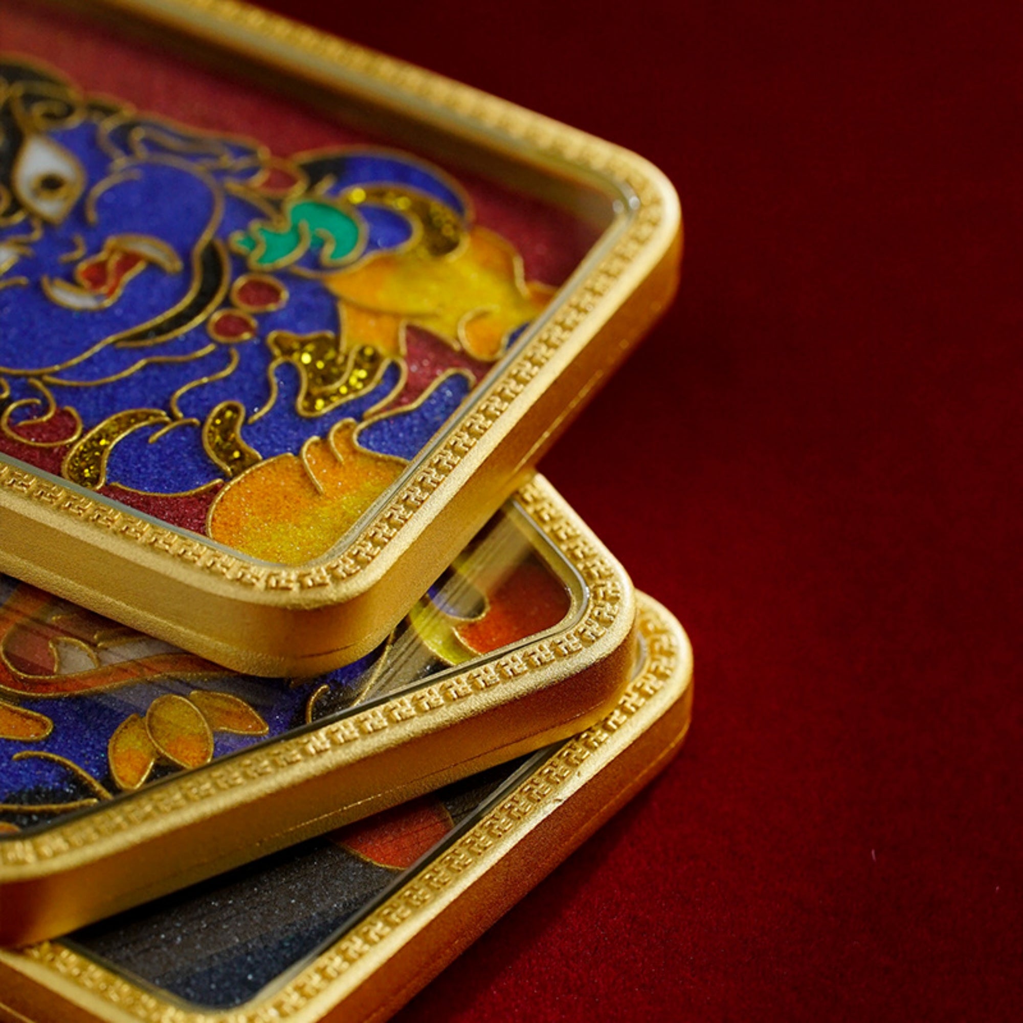 QiLing Aura Tibetan Cloisonné Enamel Copper Thangka Pendant Necklace