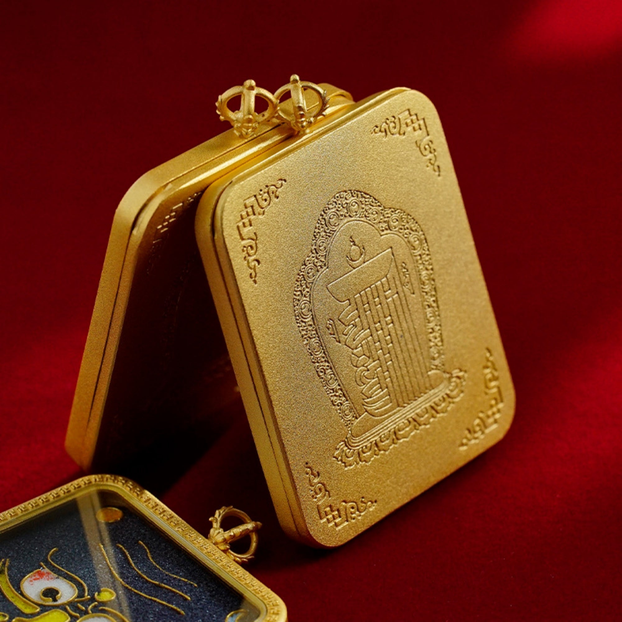 QiLing Aura Tibetan Cloisonné Enamel Copper Thangka Pendant Necklace