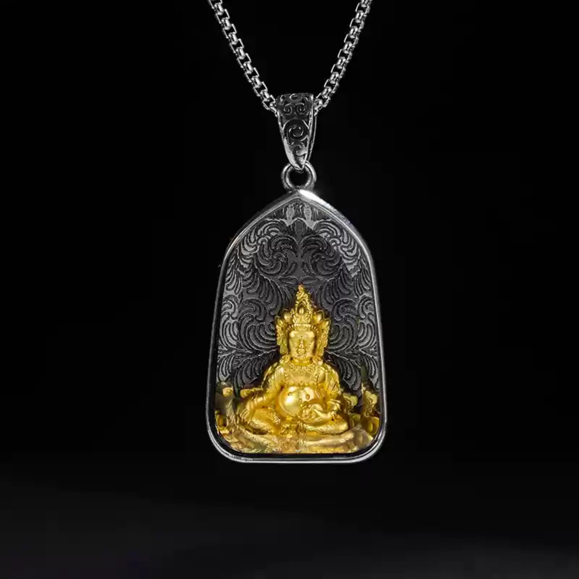 QiLing Aura Tibetan Crystal Buddha Pendant Necklace