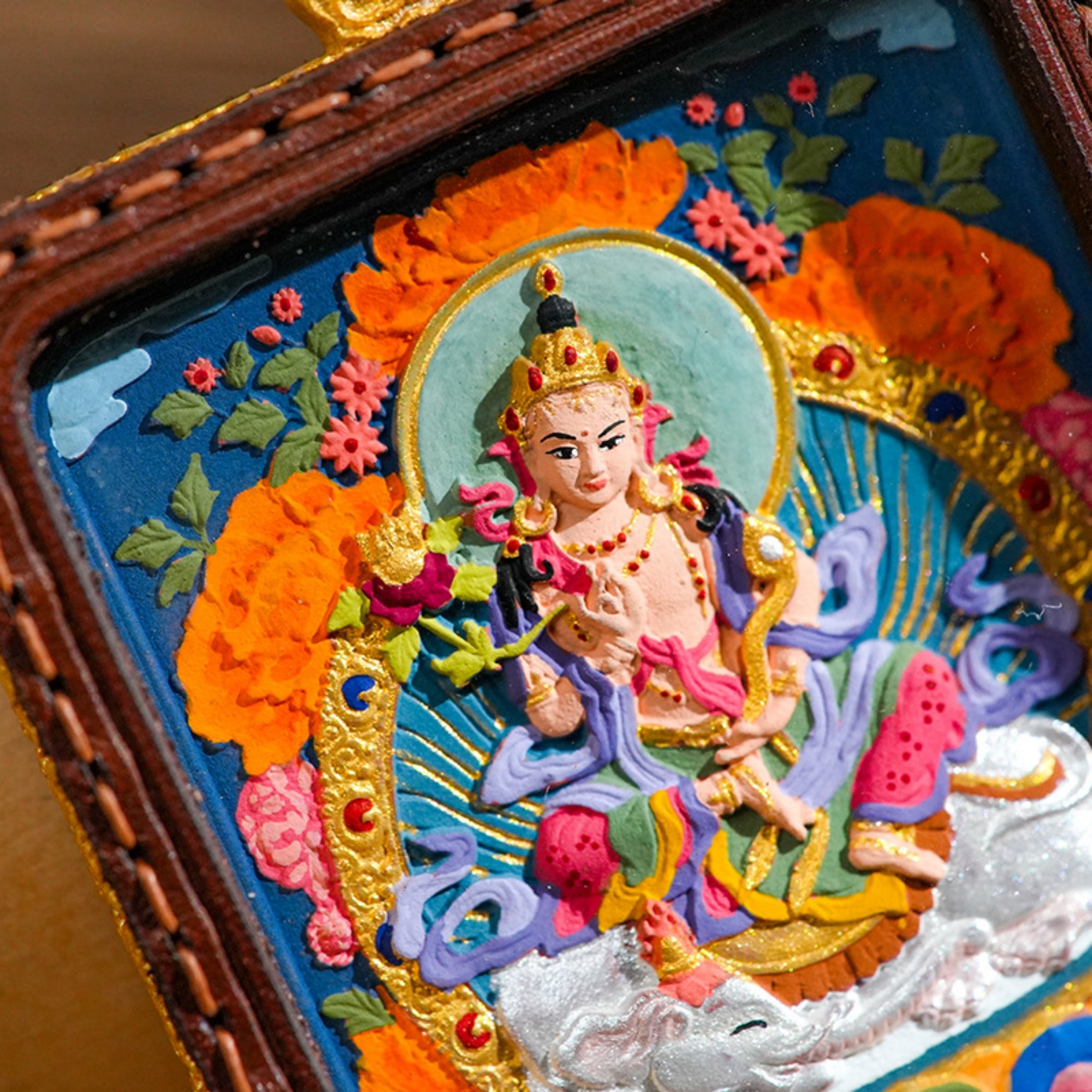 QiLing Aura Tibetan Hand-Painted 3D Buddha Pendant Necklace