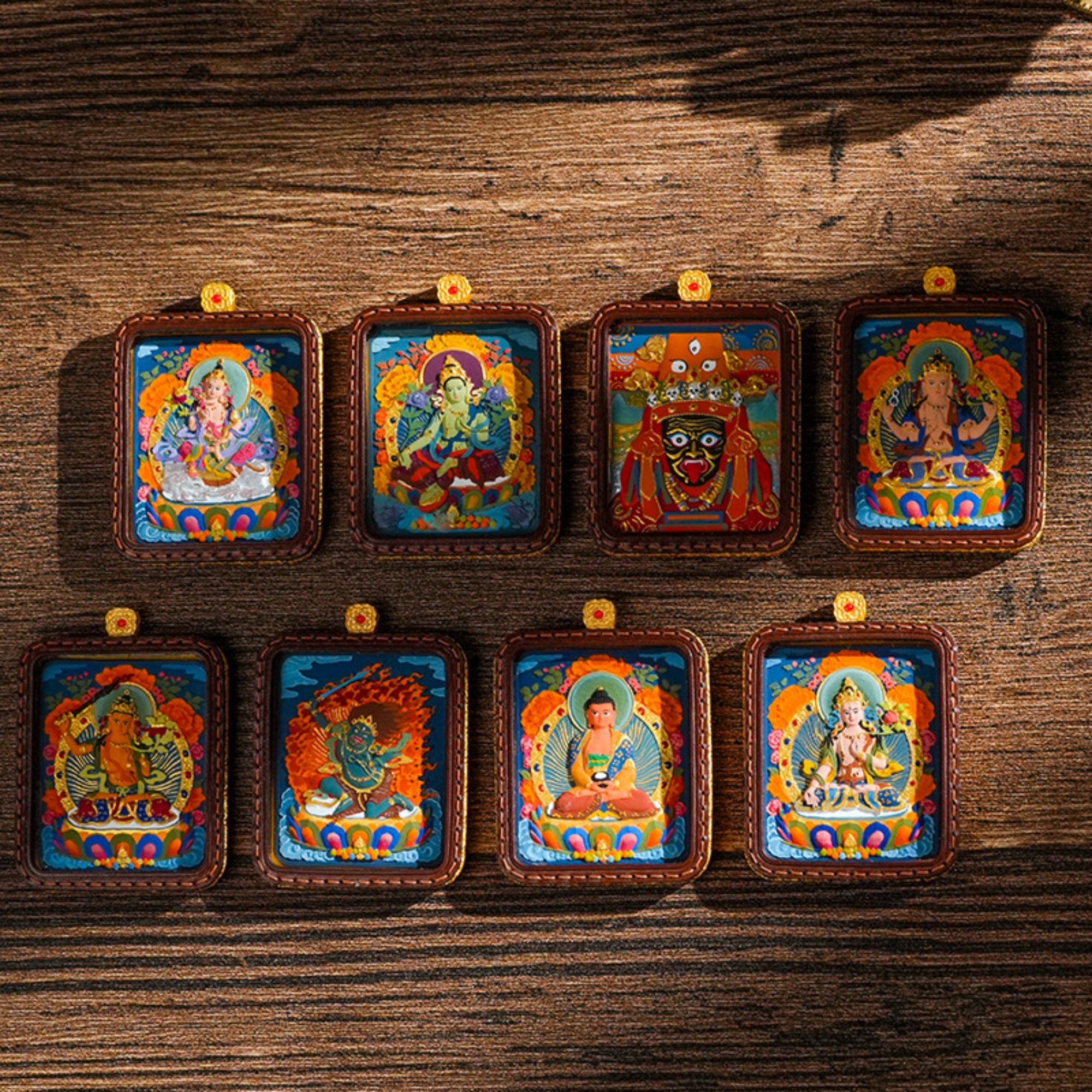 QiLing Aura Tibetan Hand-Painted 3D Buddha Pendant Necklace