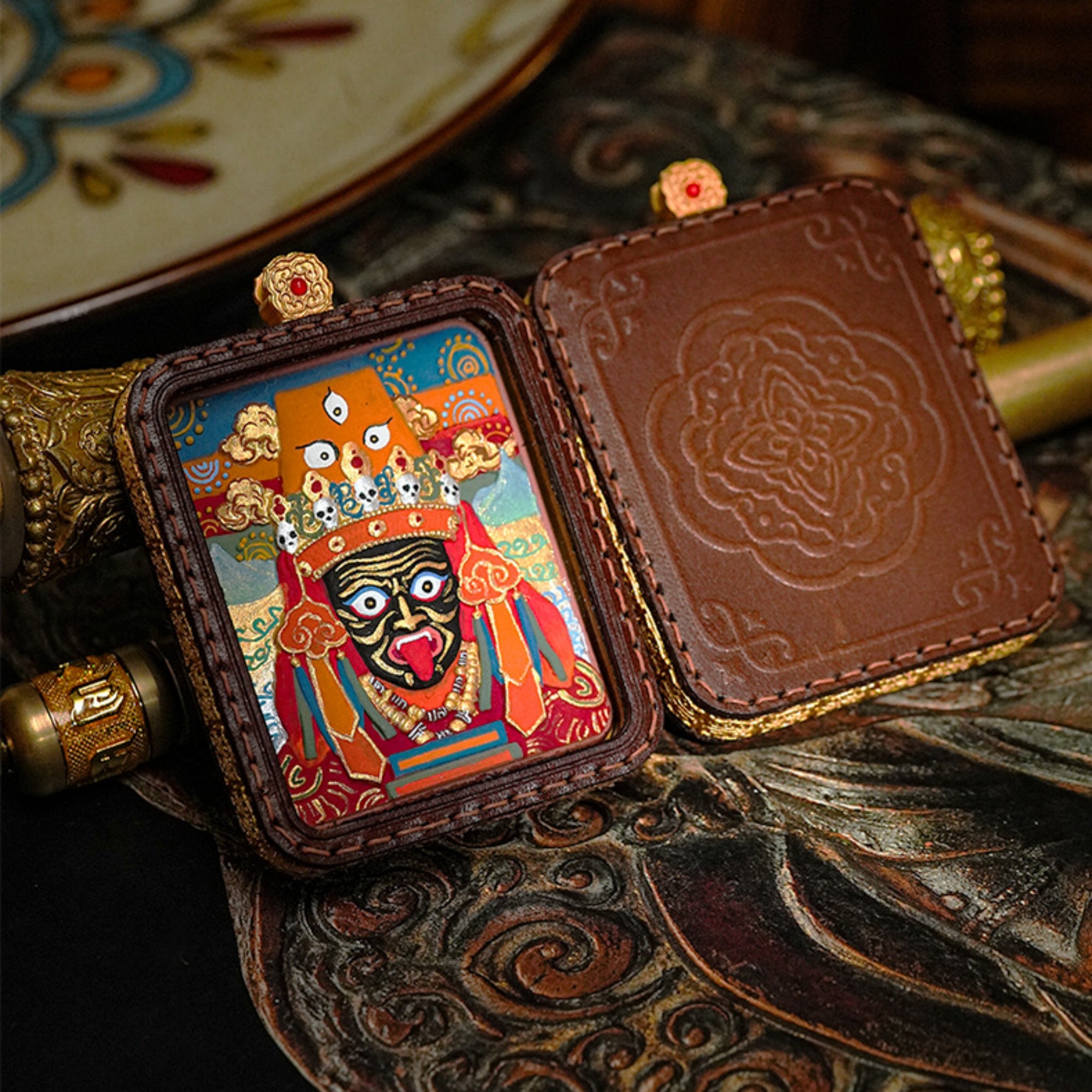 QiLing Aura Tibetan Hand-Painted 3D Buddha Pendant Necklace