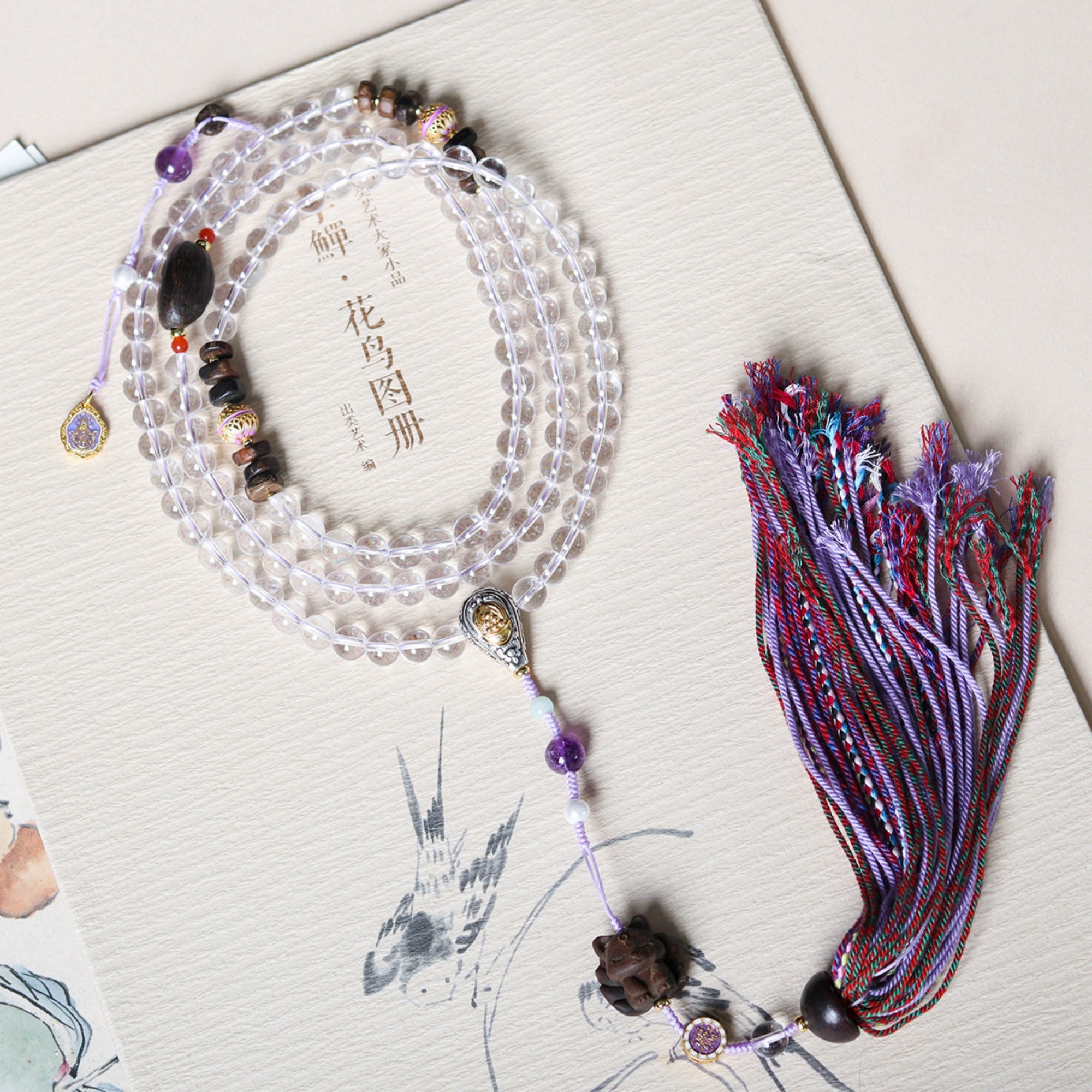Sacred Kitsune Sandalwood & Crystal Mala Necklace
