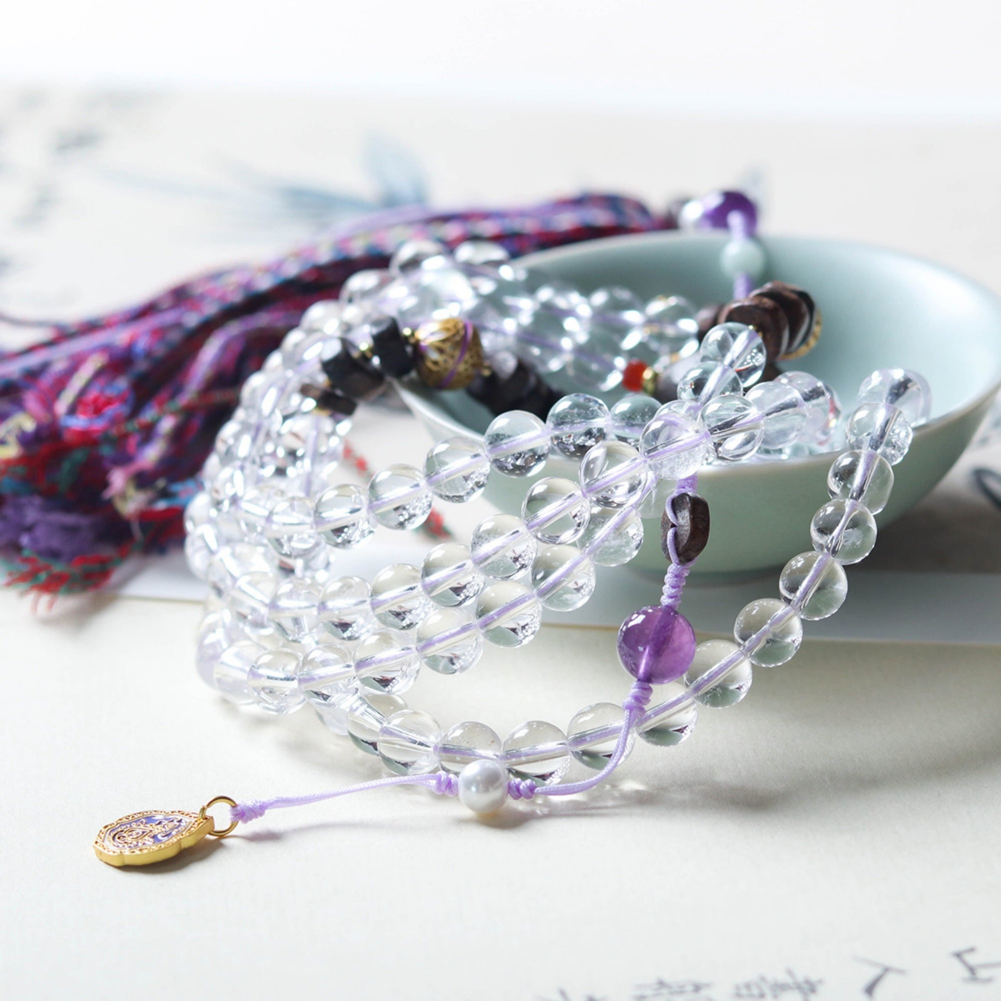 Sacred Kitsune Sandalwood & Crystal Mala Necklace