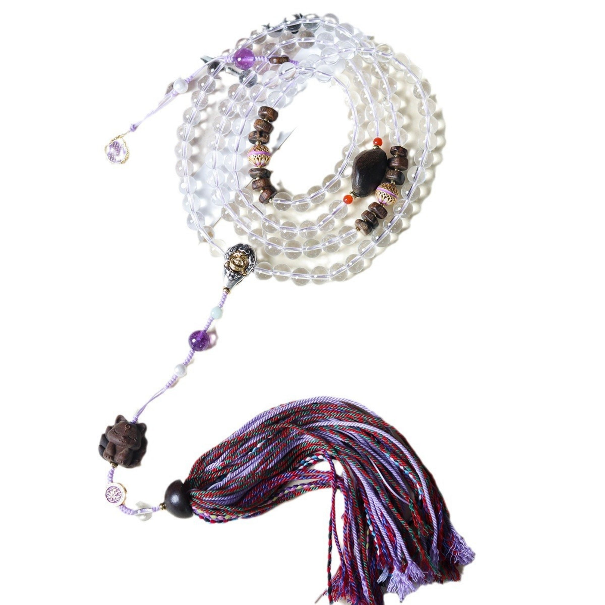 Sacred Kitsune Sandalwood & Crystal Mala Necklace