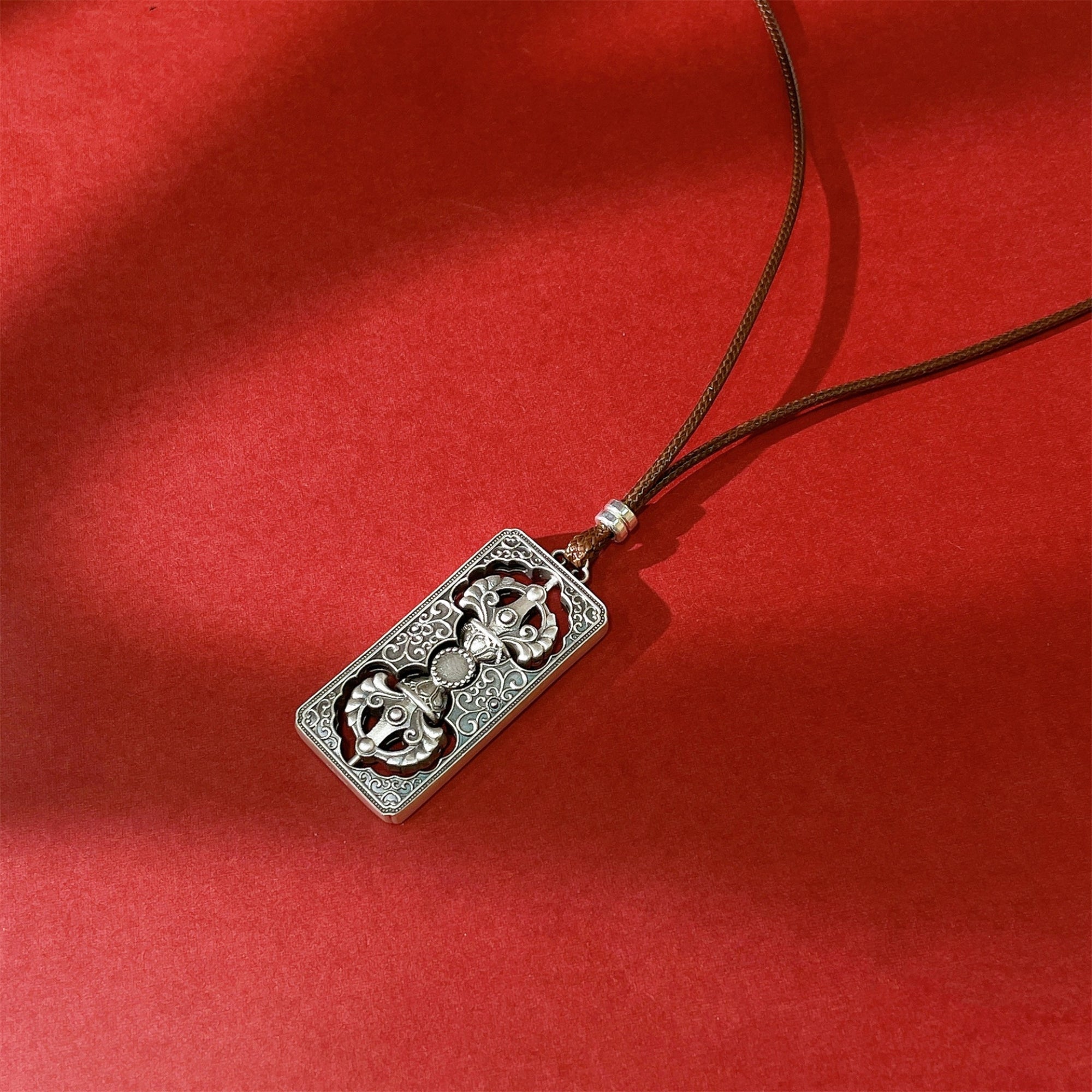 Silver Vajra Amulet Necklace