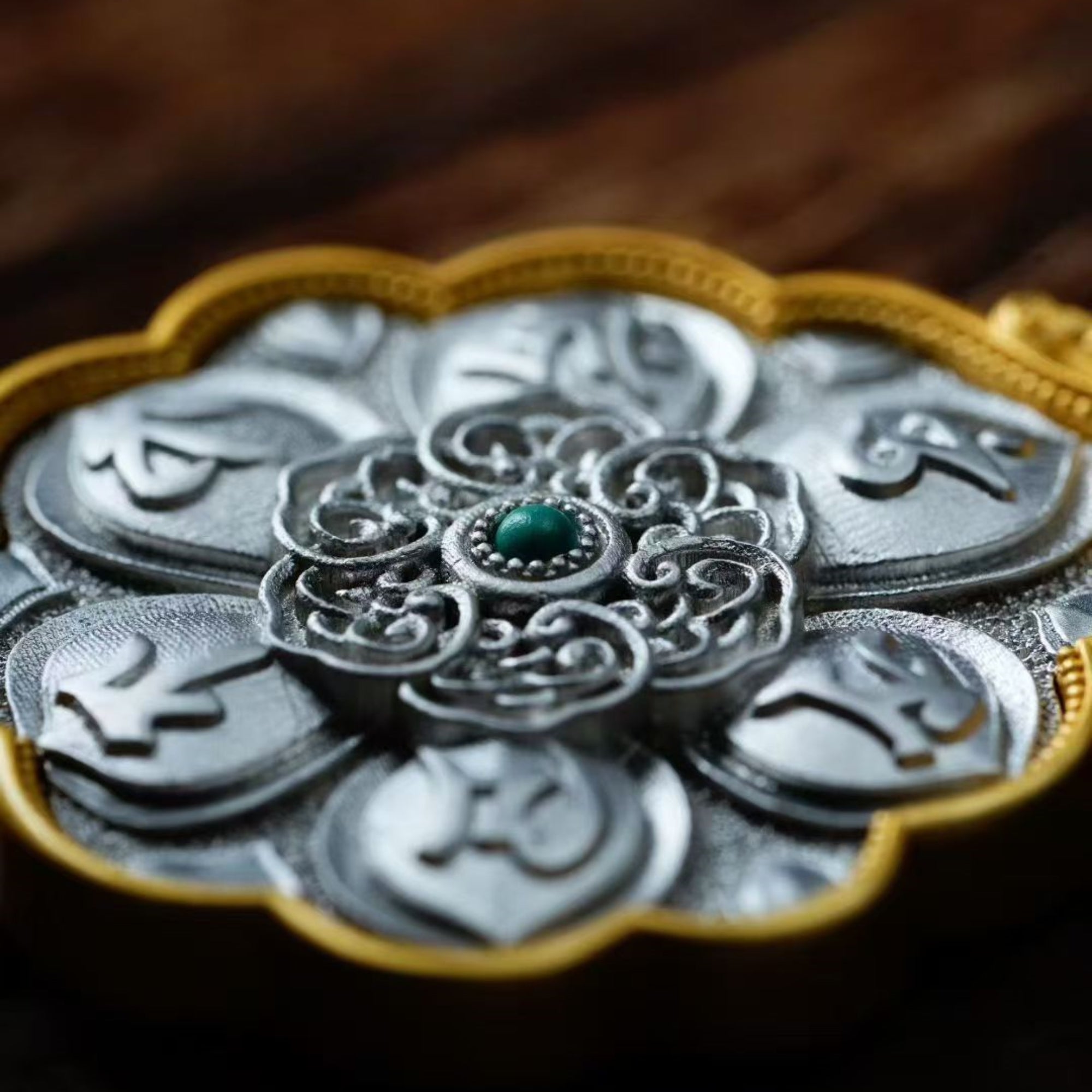 Sterling Silver Amitabha & Mani Mantra Pendant