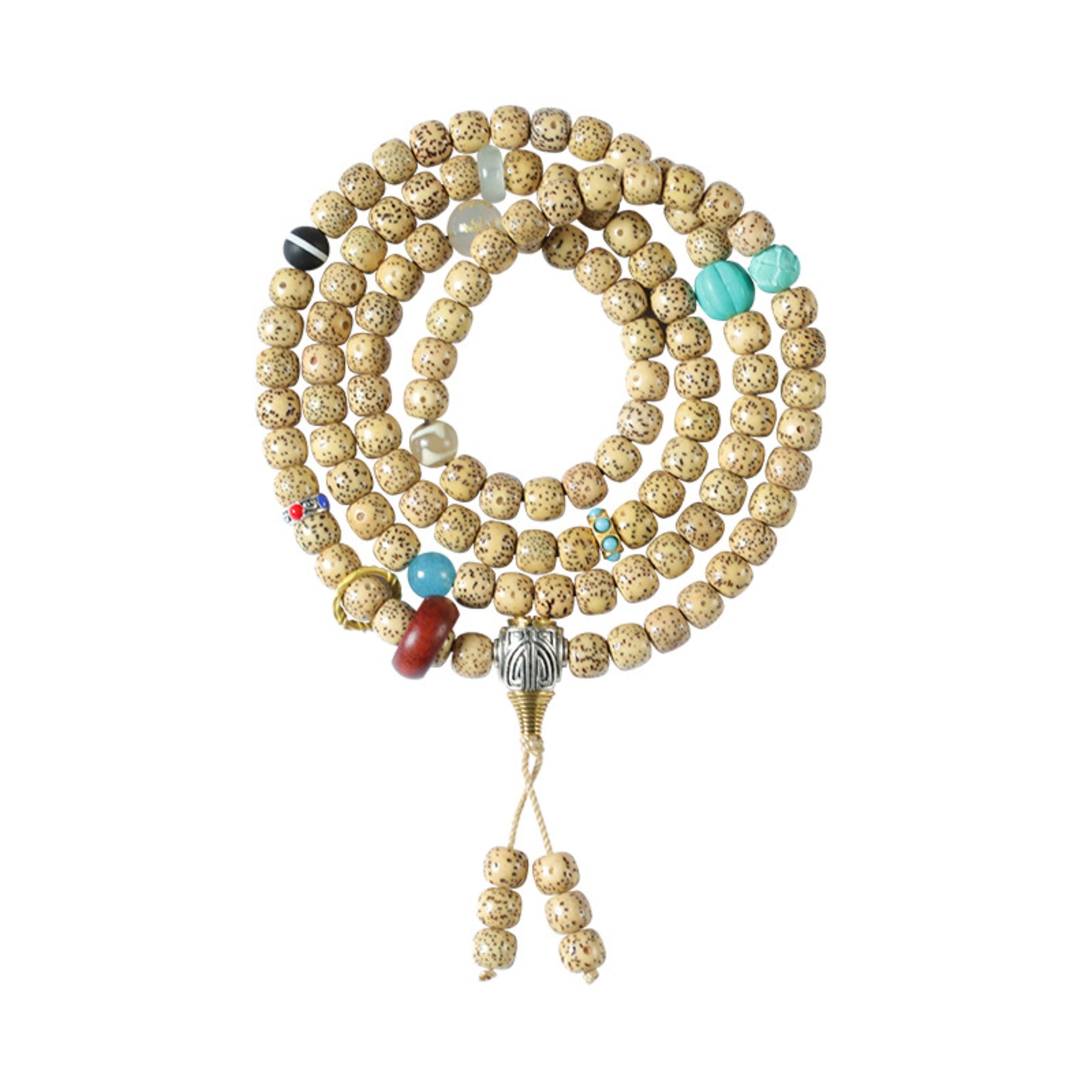 Tibetan-Style 108-Bead Star & Moon Bodhi Mala Bracelet