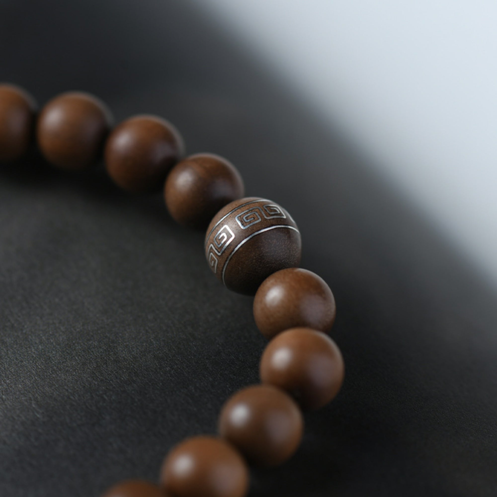 Tibetan-Style Long Sandalwood & Jade Mala Bracelet