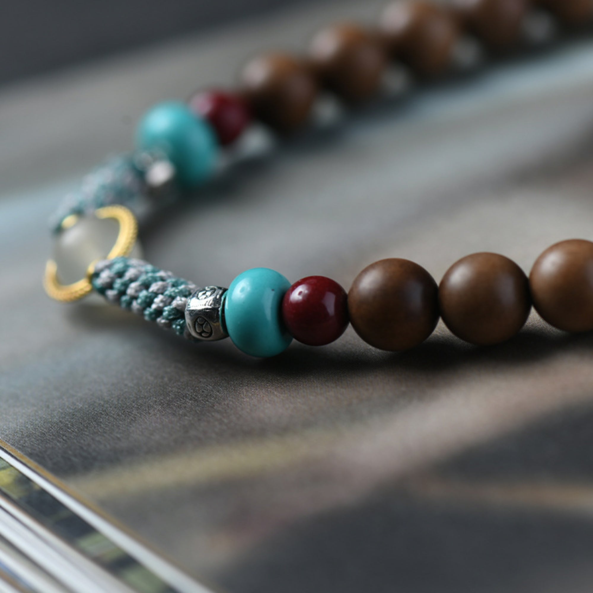 Tibetan-Style Long Sandalwood & Jade Mala Bracelet