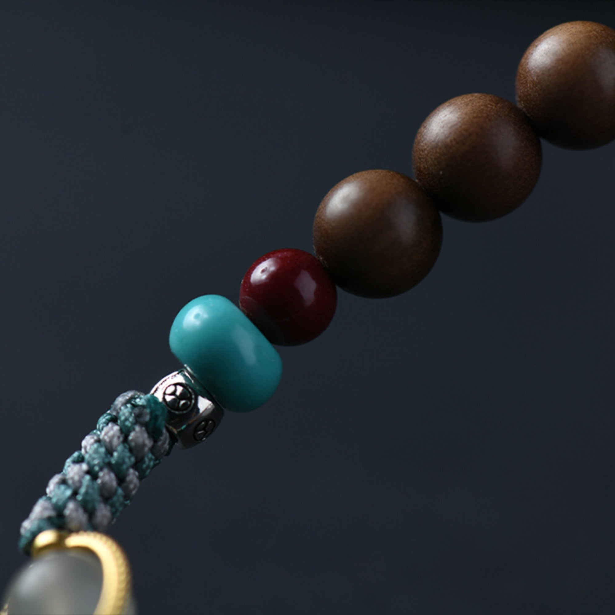Tibetan-Style Long Sandalwood & Jade Mala Bracelet