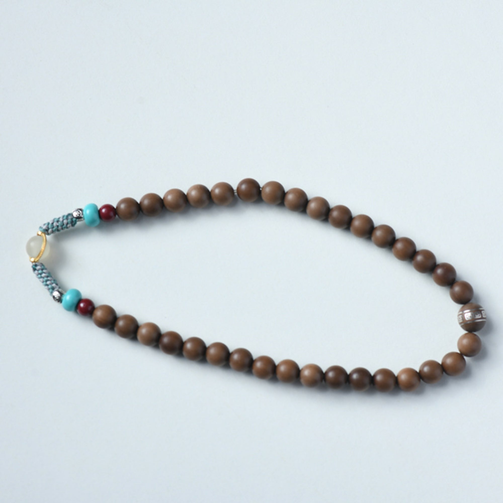 Tibetan-Style Long Sandalwood & Jade Mala Bracelet