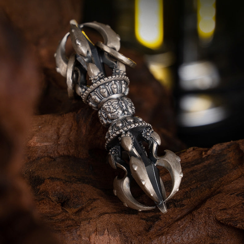 Tibetan-Style Sterling Silver Vajra Pendant