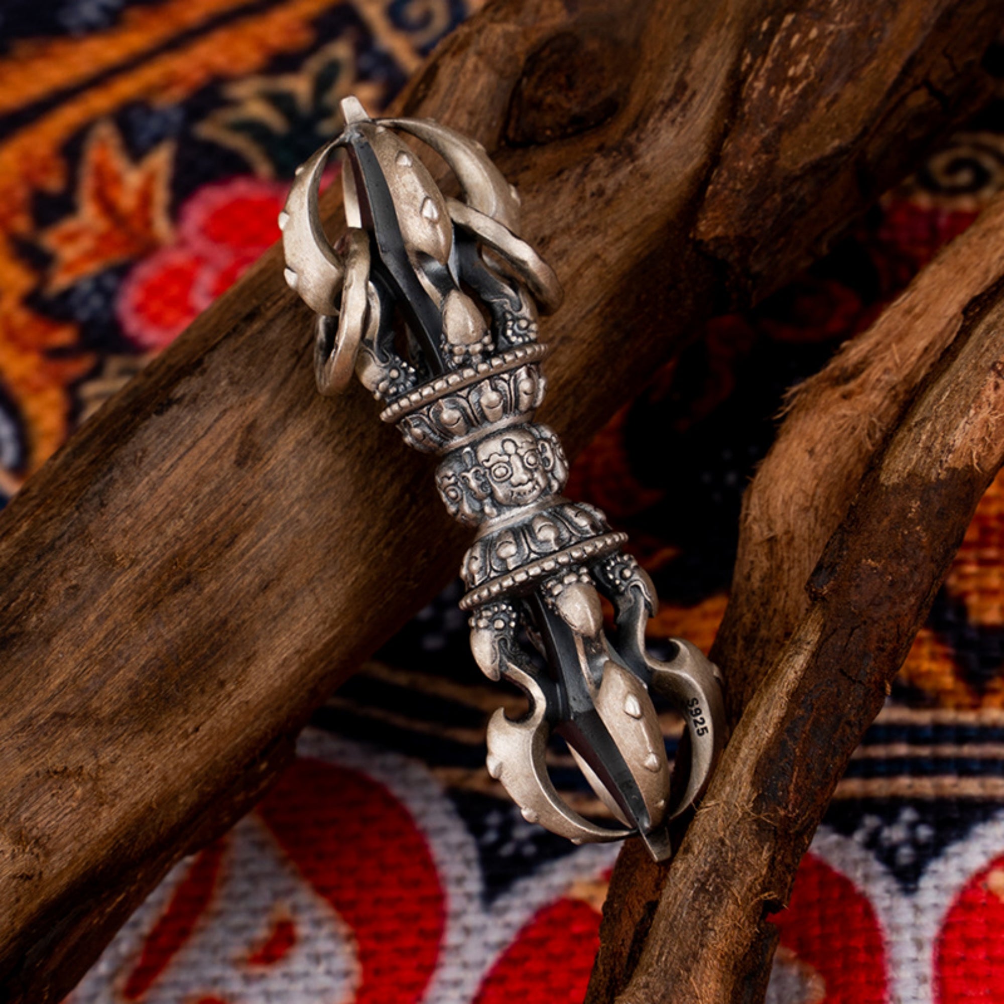 Tibetan-Style Sterling Silver Vajra Pendant