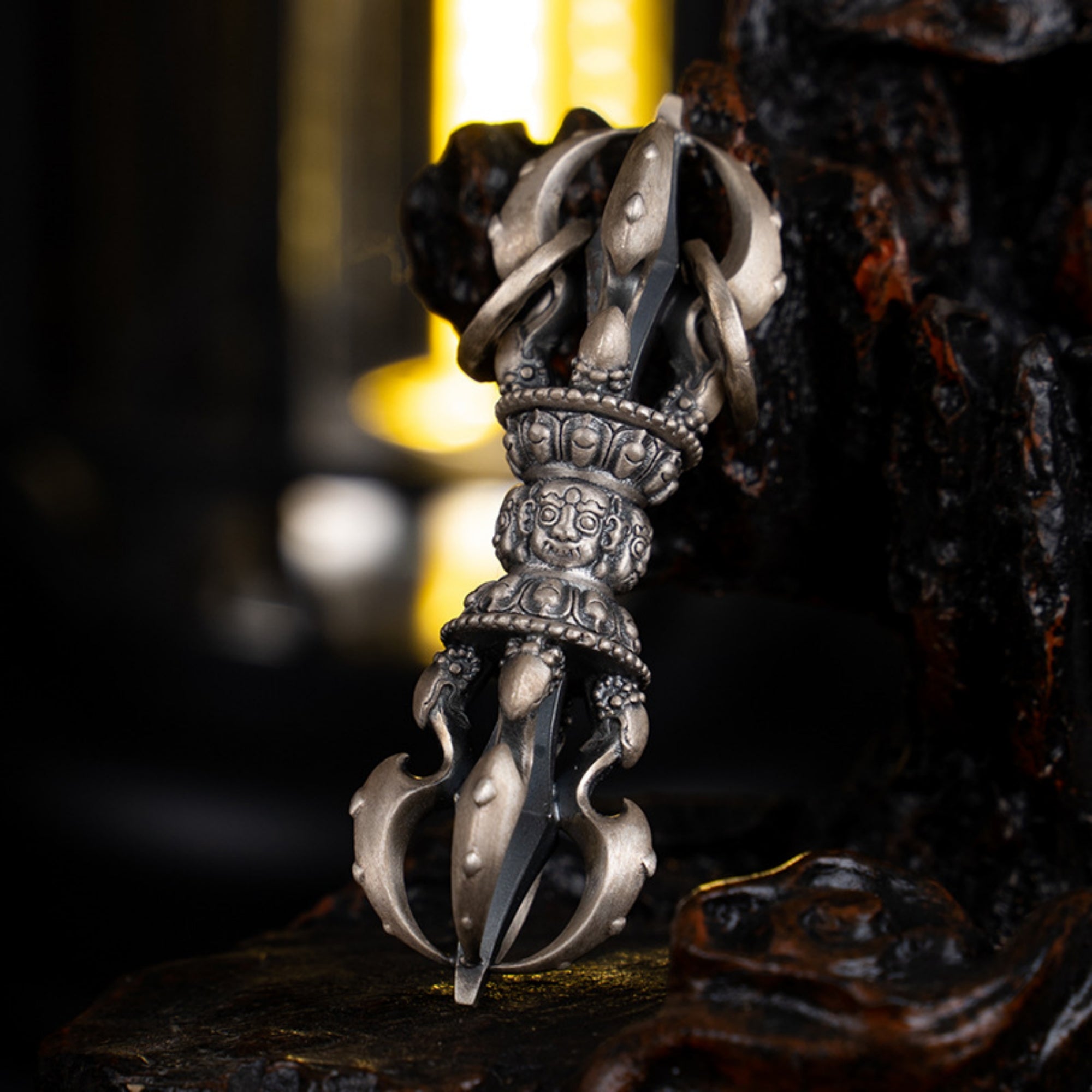 Tibetan-Style Sterling Silver Vajra Pendant