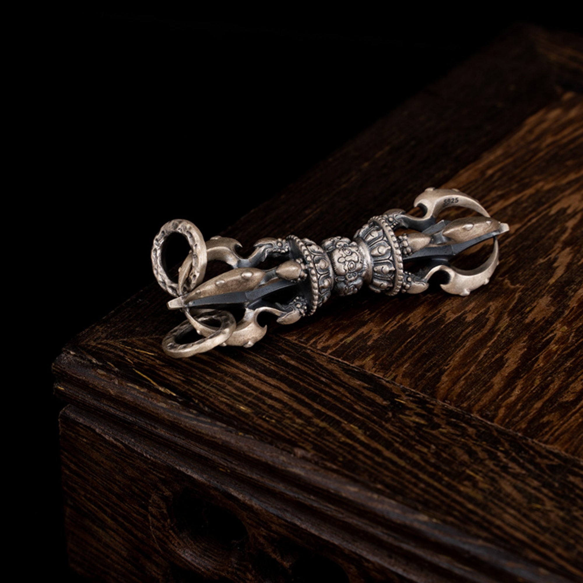 Tibetan-Style Sterling Silver Vajra Pendant