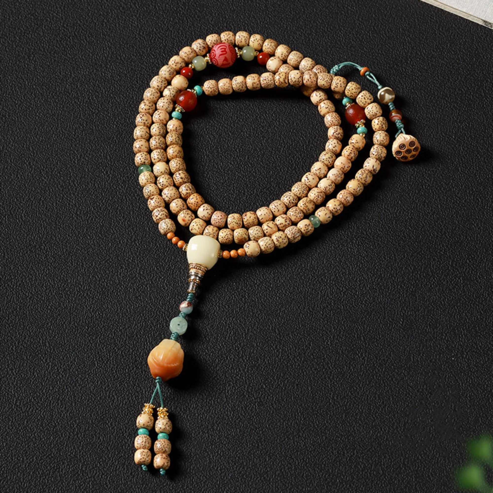 Tibetan 108-Bead Star & Moon Bodhi Buddha’s Hand Bracelet