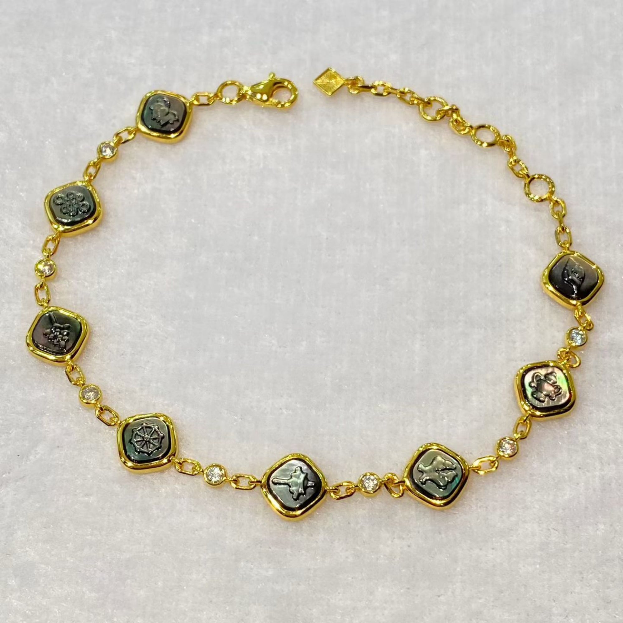 Tibetan Ashtamangala Sterling Silver Bracelet