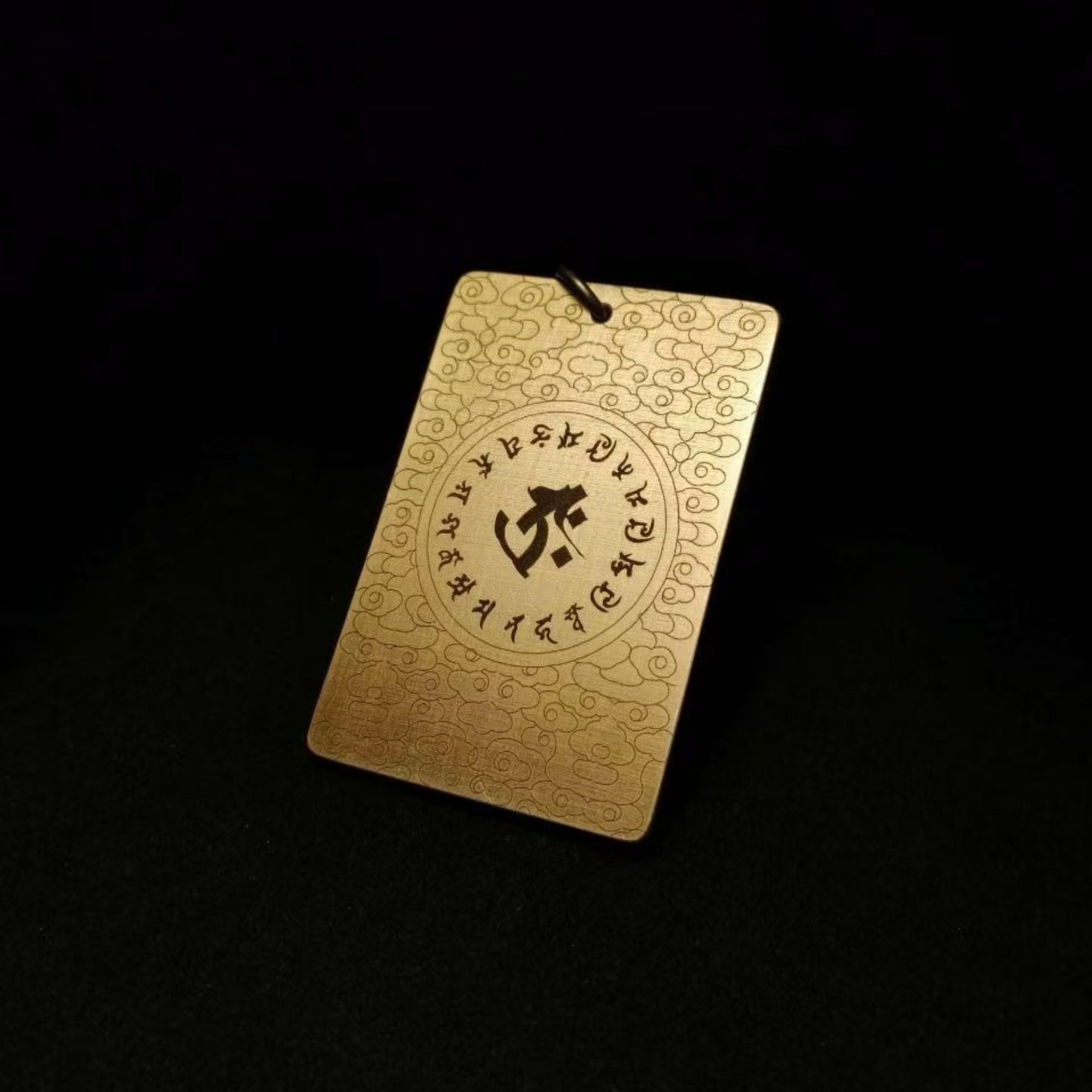 Tibetan Brass Akasagarbha Bodhisattva Amulet Pendant Necklace