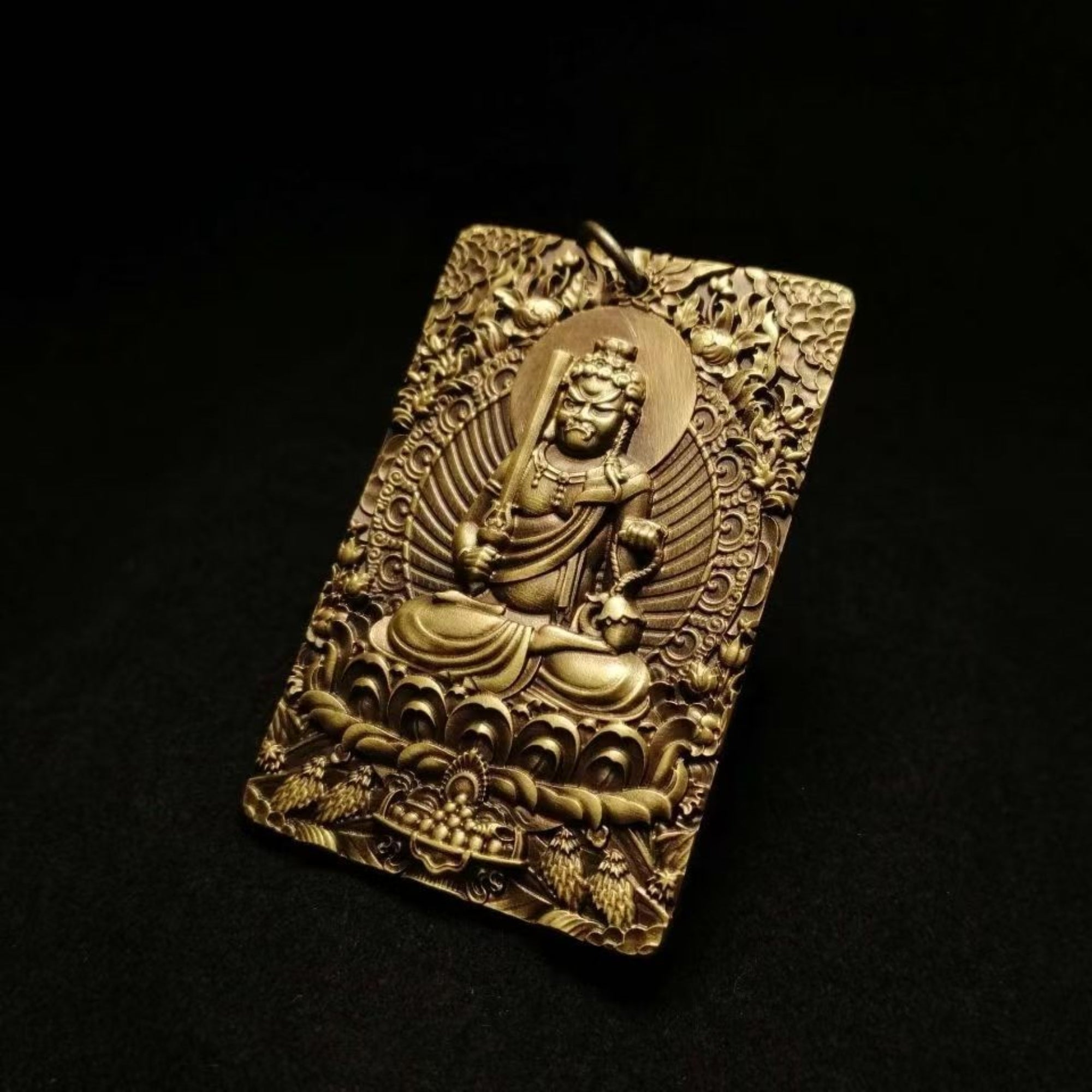Tibetan Brass Fudō Myō-ō (Acala) Amulet Pendant Necklace