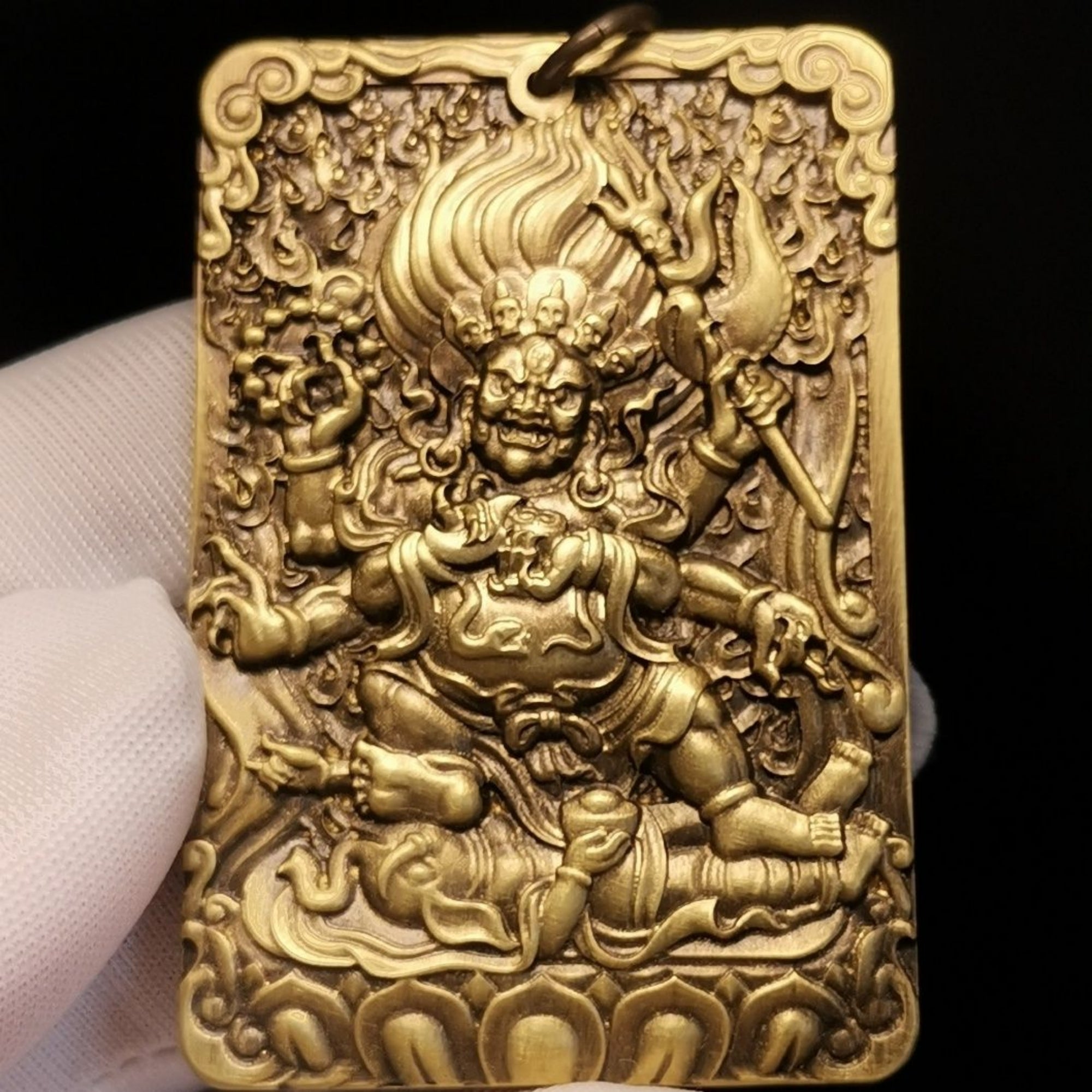 Tibetan Brass Mahakala Amulet Pendant