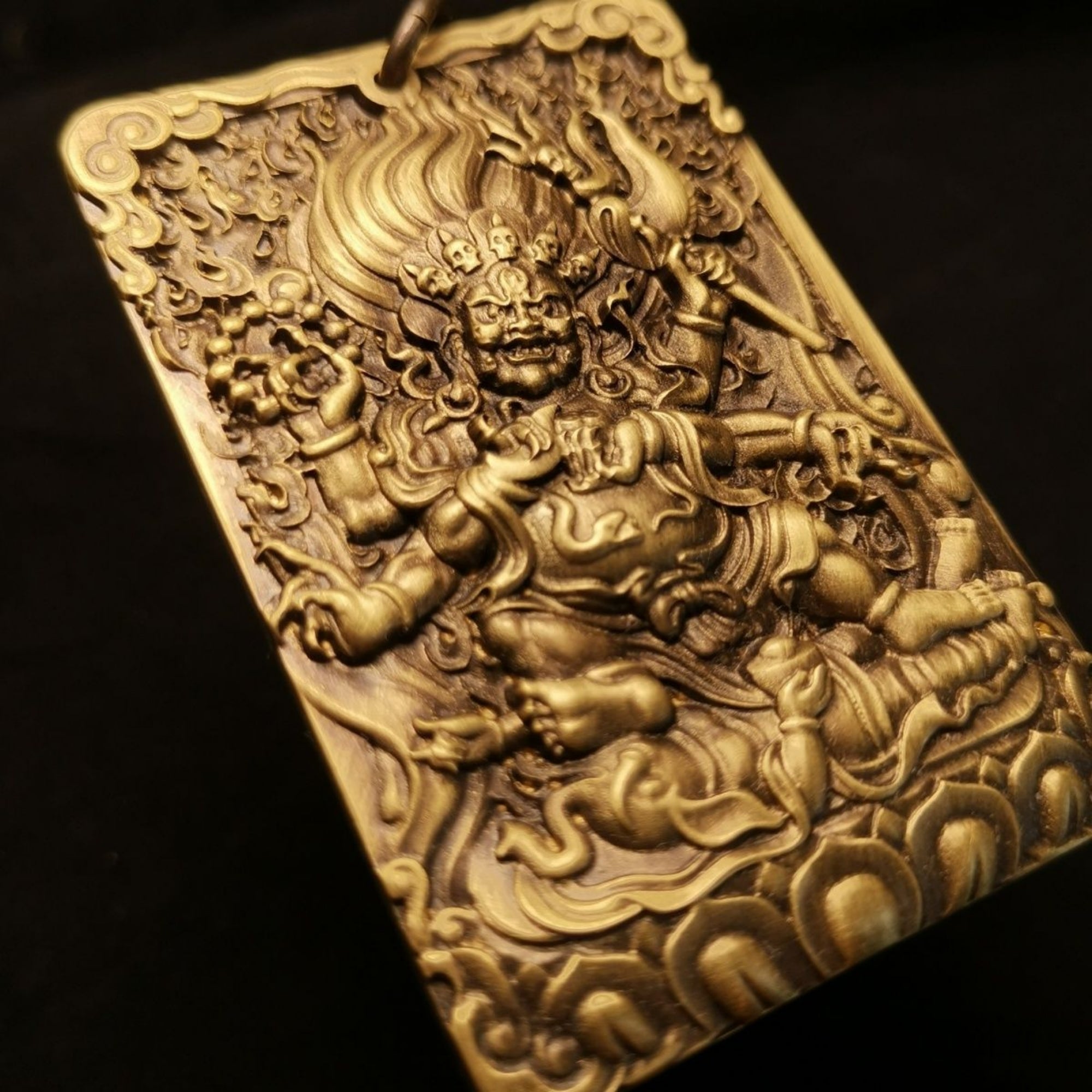 Tibetan Brass Mahakala Amulet Pendant