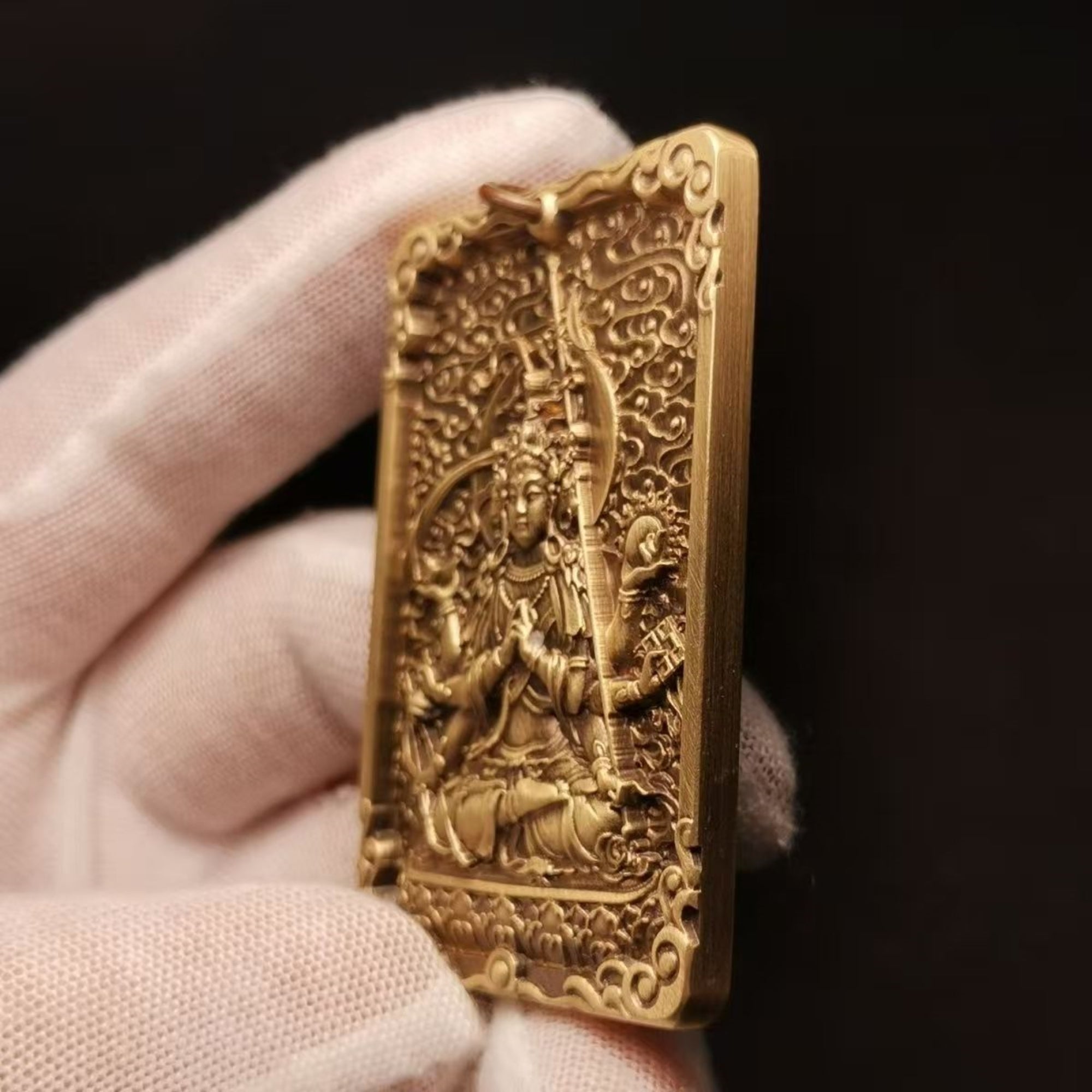 Tibetan Brass Marici (Marishi-Ten) Amulet Pendant Necklace