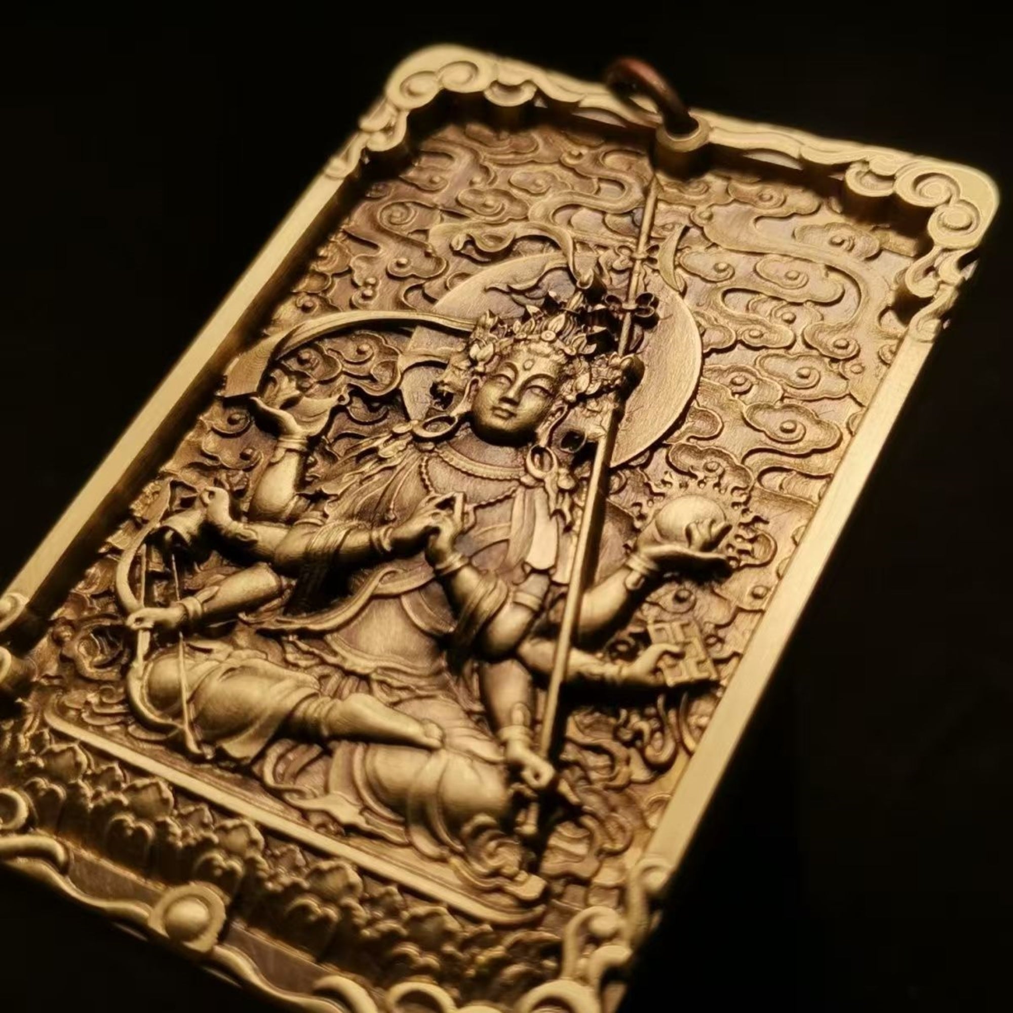 Tibetan Brass Marici (Marishi-Ten) Amulet Pendant Necklace