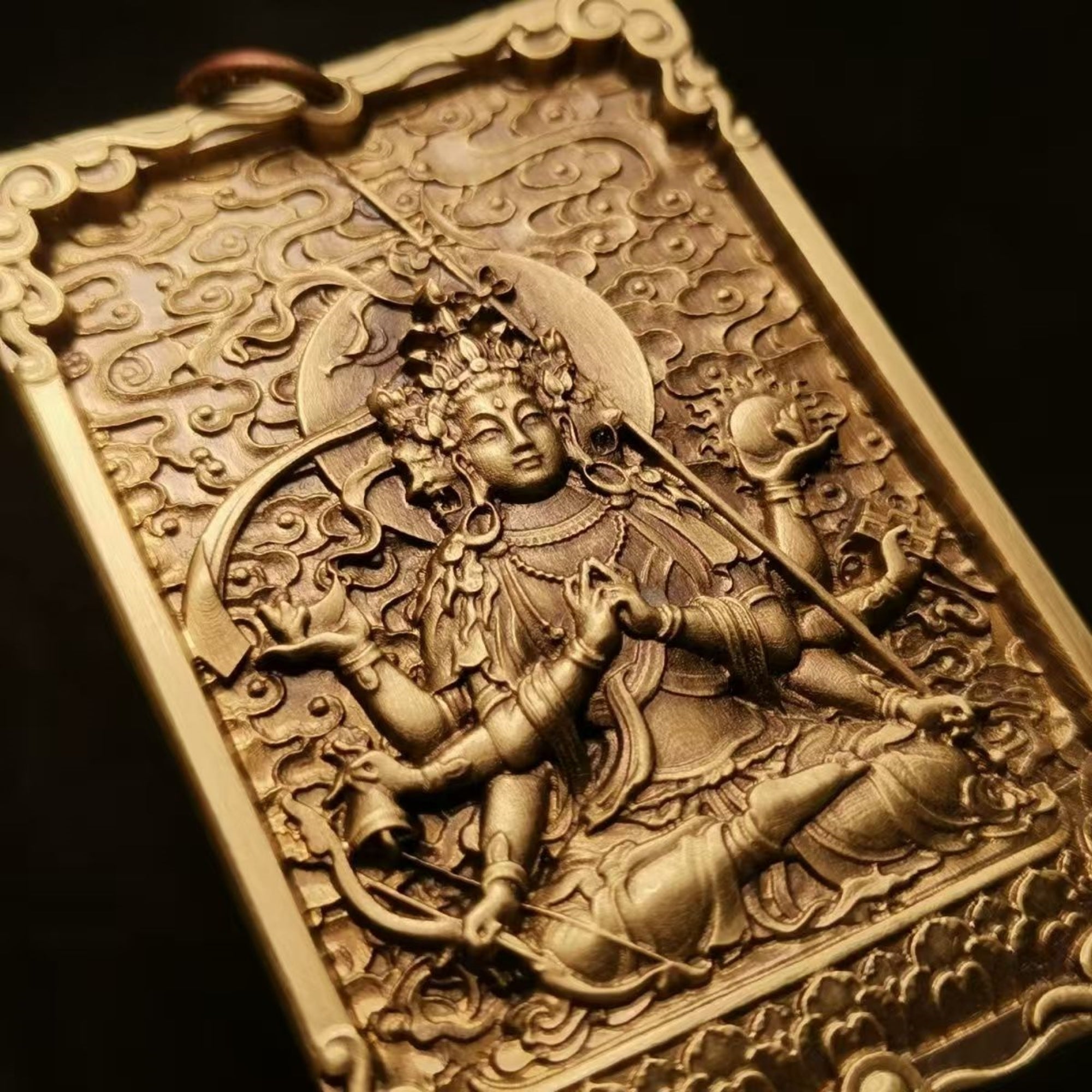 Tibetan Brass Marici (Marishi-Ten) Amulet Pendant Necklace
