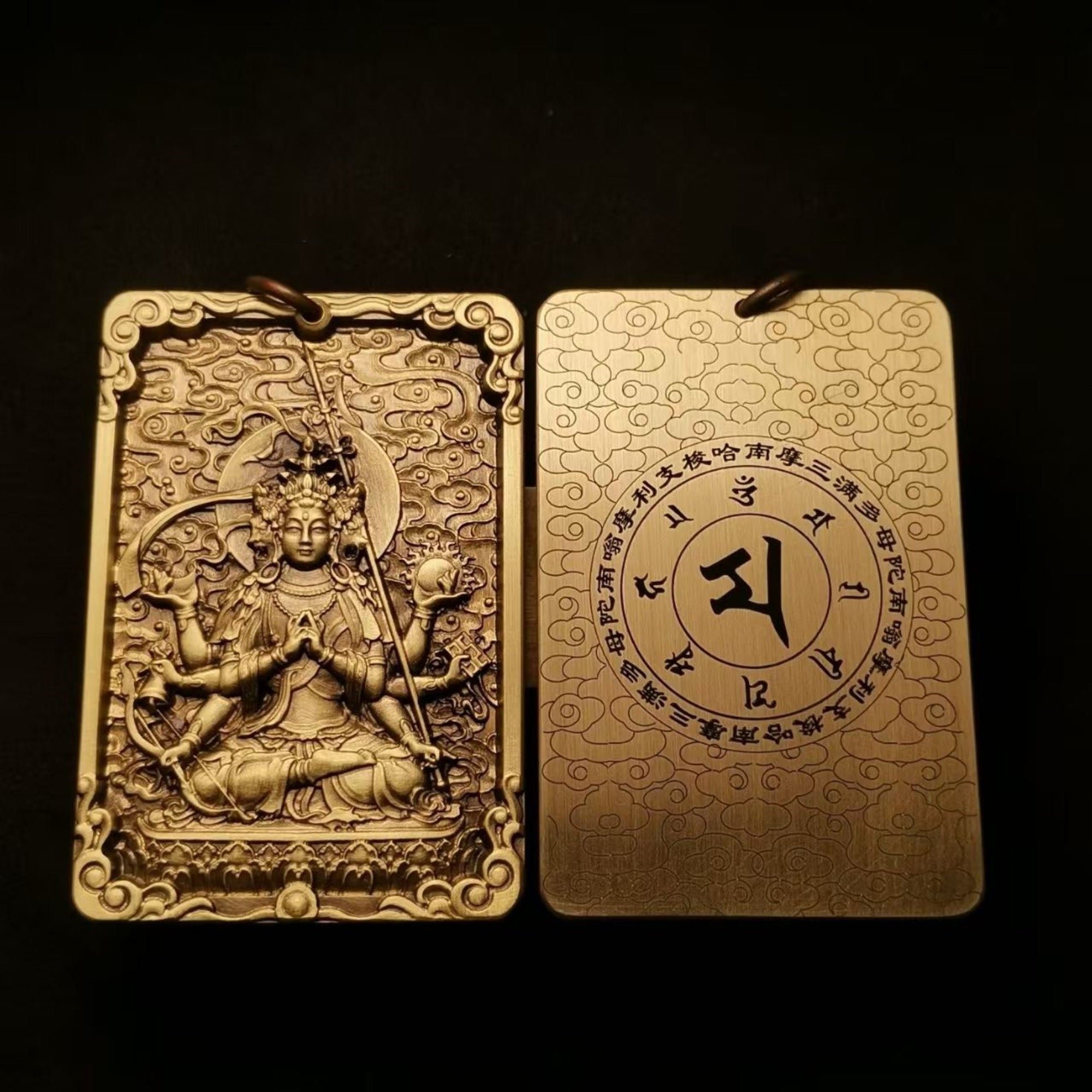 Tibetan Brass Marici (Marishi-Ten) Amulet Pendant Necklace