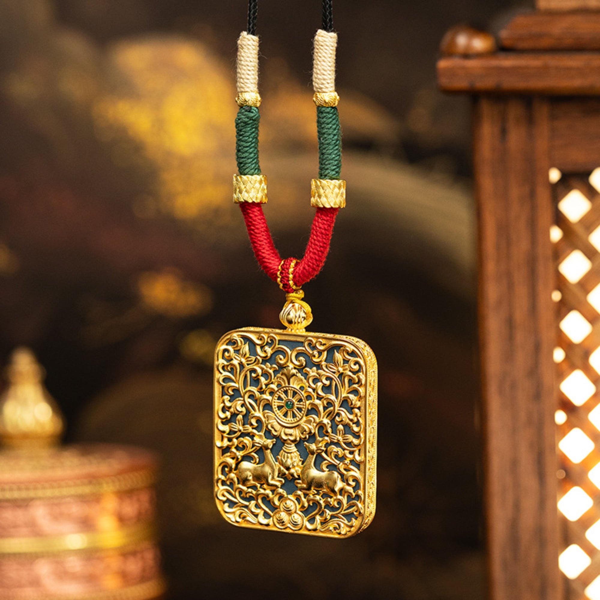 Tibetan Buddha Thangka Pendant Necklace