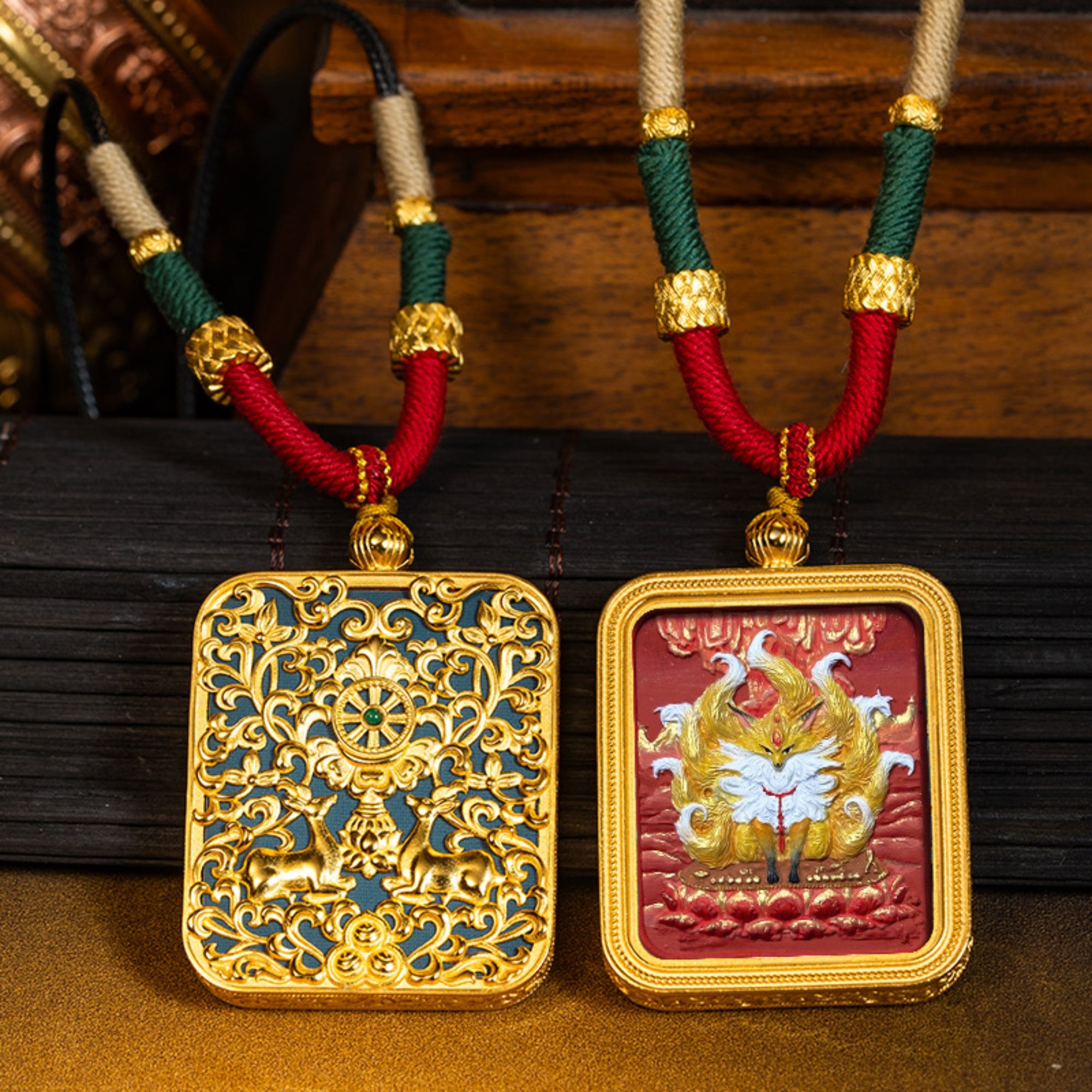 Tibetan Buddha Thangka Pendant Necklace