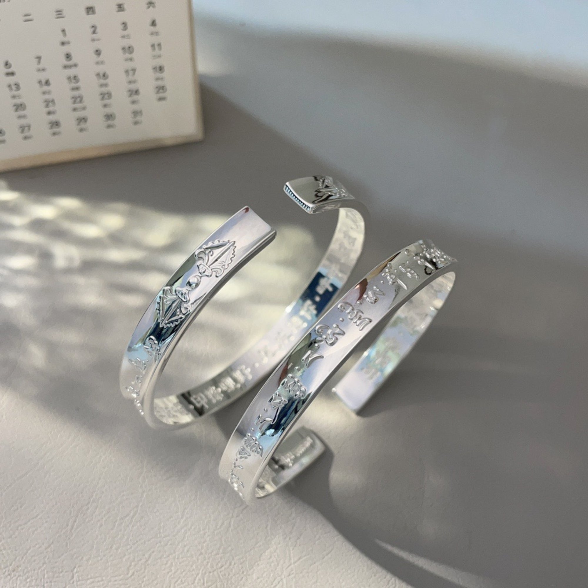 Tibetan Buddhist Great All-Accomplishing Dharani Silver Bangle