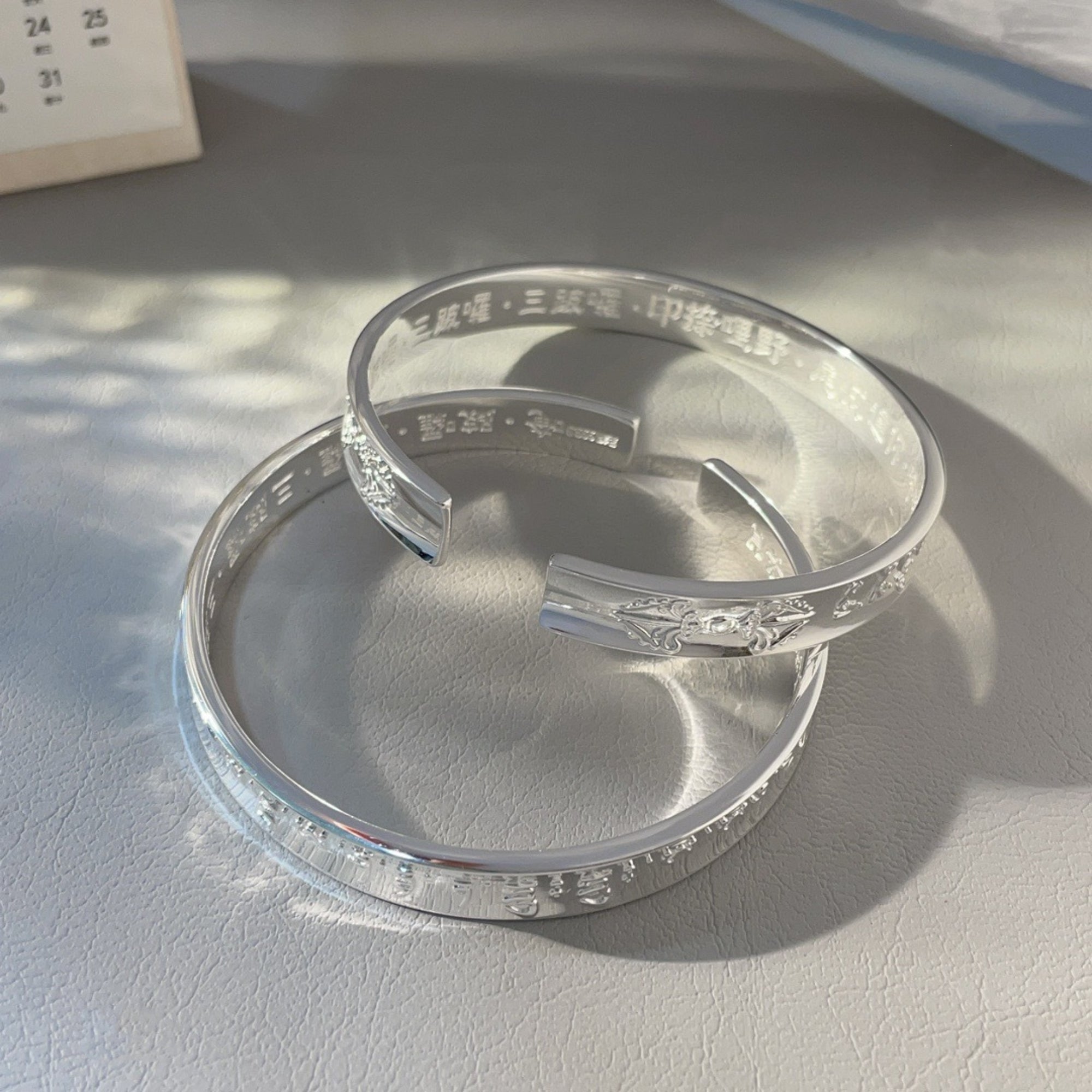 Tibetan Buddhist Great All-Accomplishing Dharani Silver Bangle