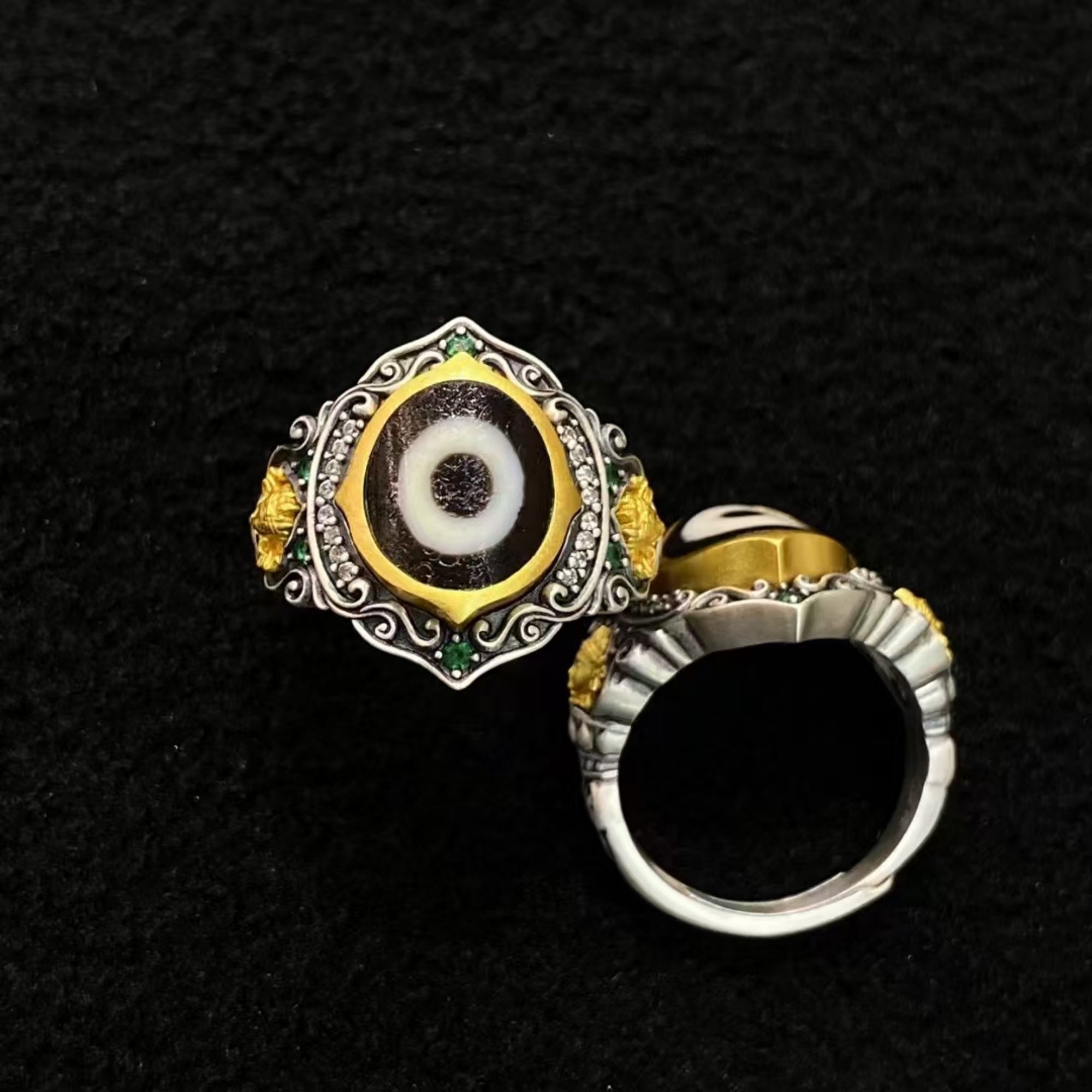 Tibetan Buddhist Green Tara Dzi Bead Ring
