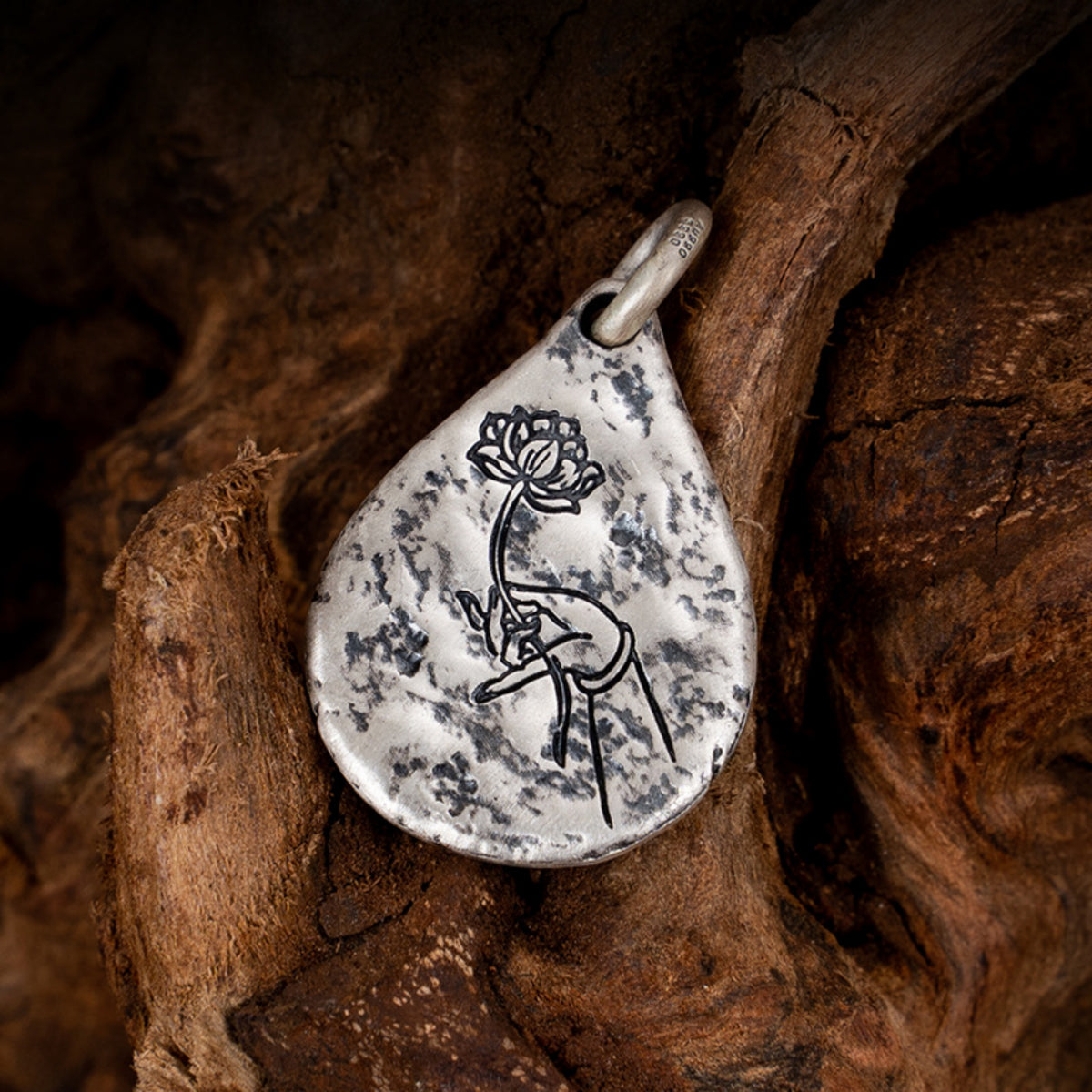 Tibetan Buddhist Green Tara's Tear Gold and Silver Pendant