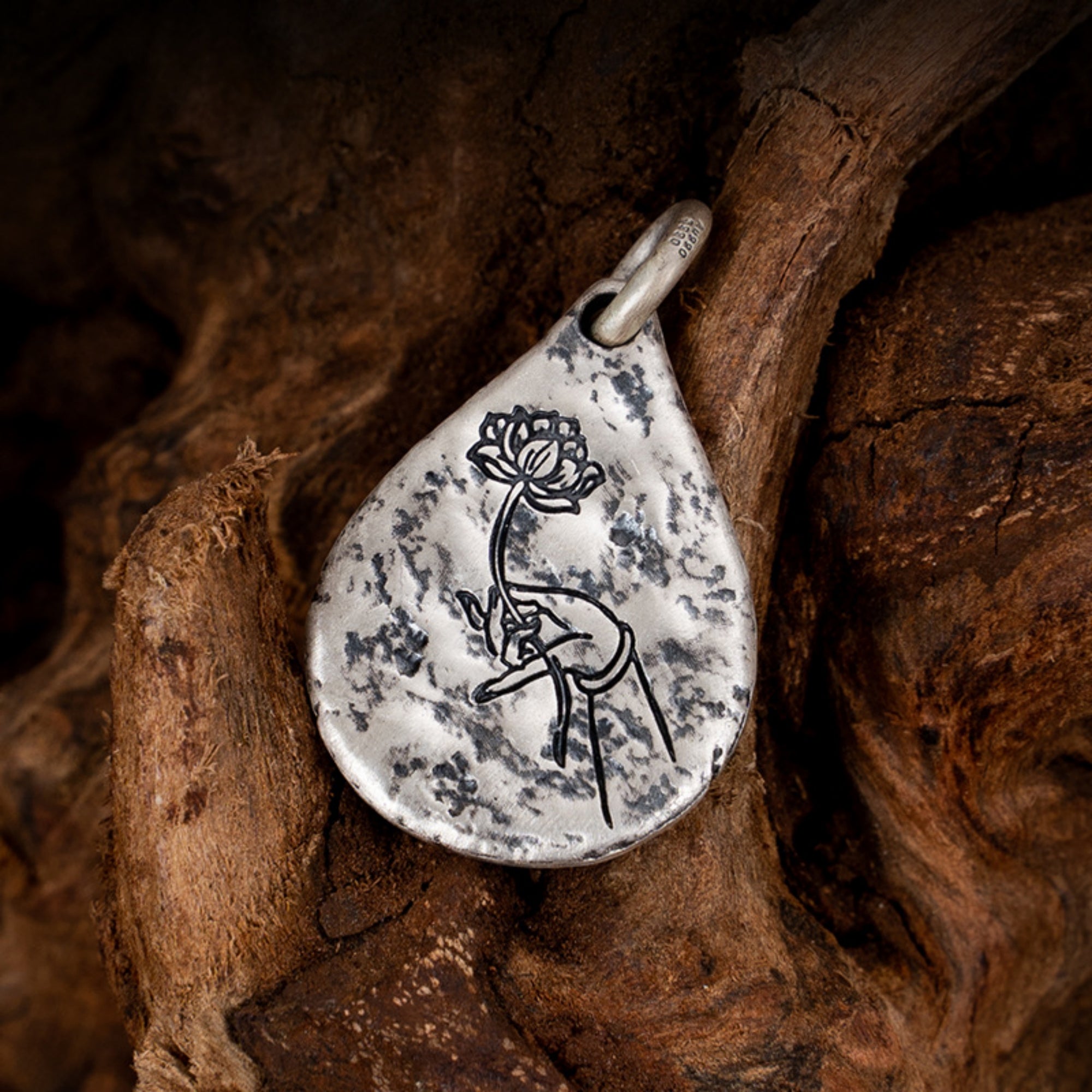 Tibetan Buddhist Green Tara's Tear Gold and Silver Pendant