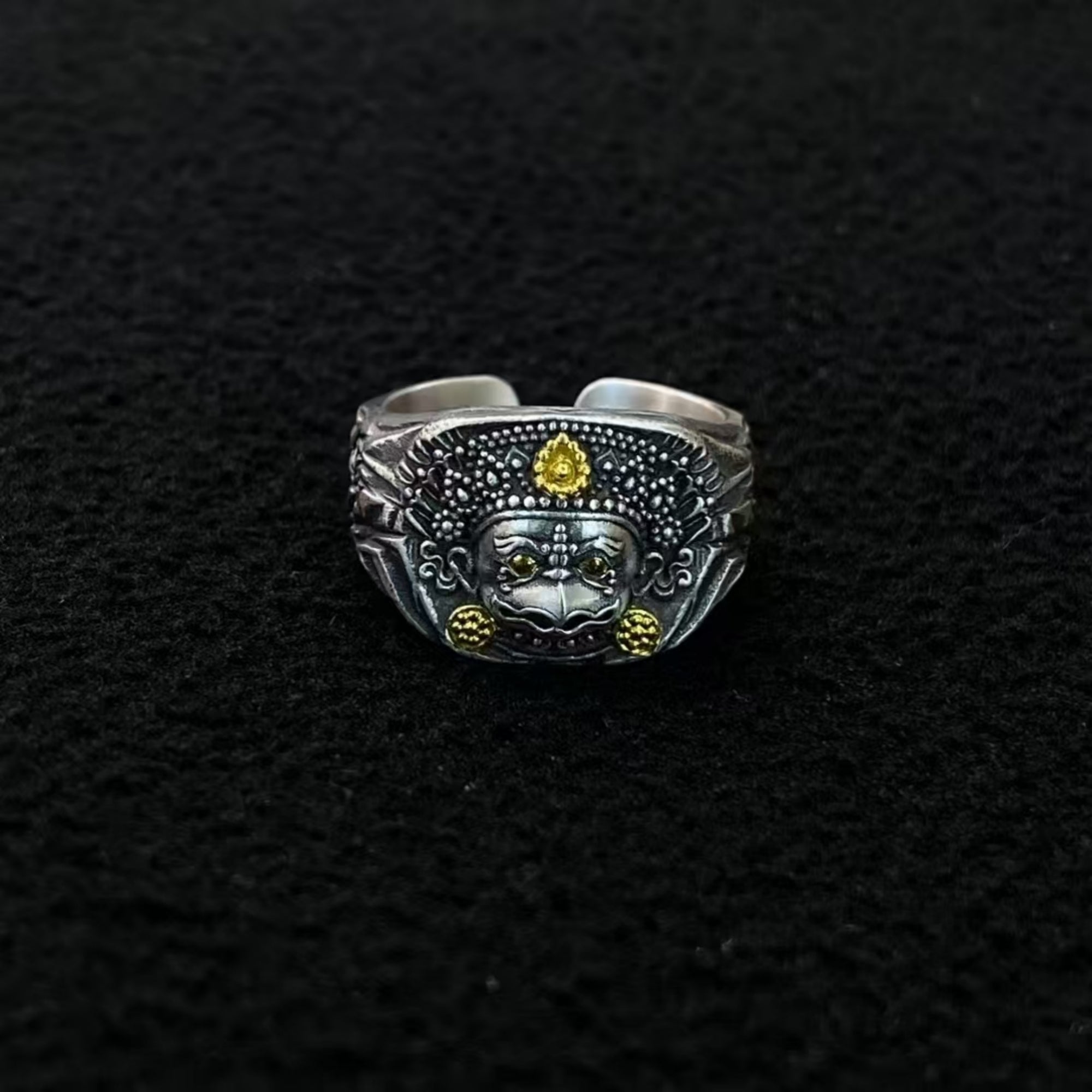 Tibetan Buddhist Hand-Carved Garuda Ring